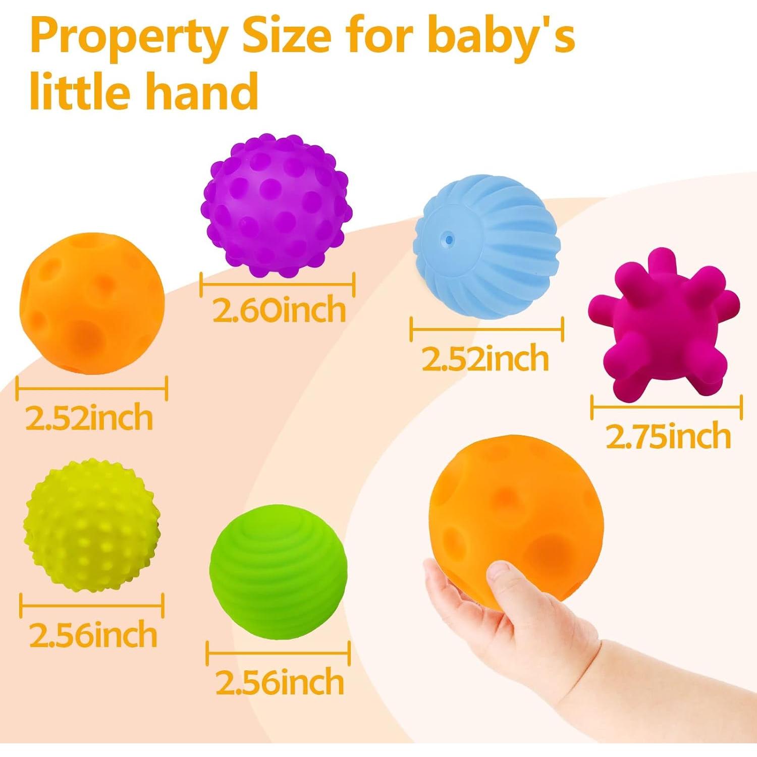 Pelotas Sensoriales ROHSCE 6pcs para Bebés y Niños 1-3 Años