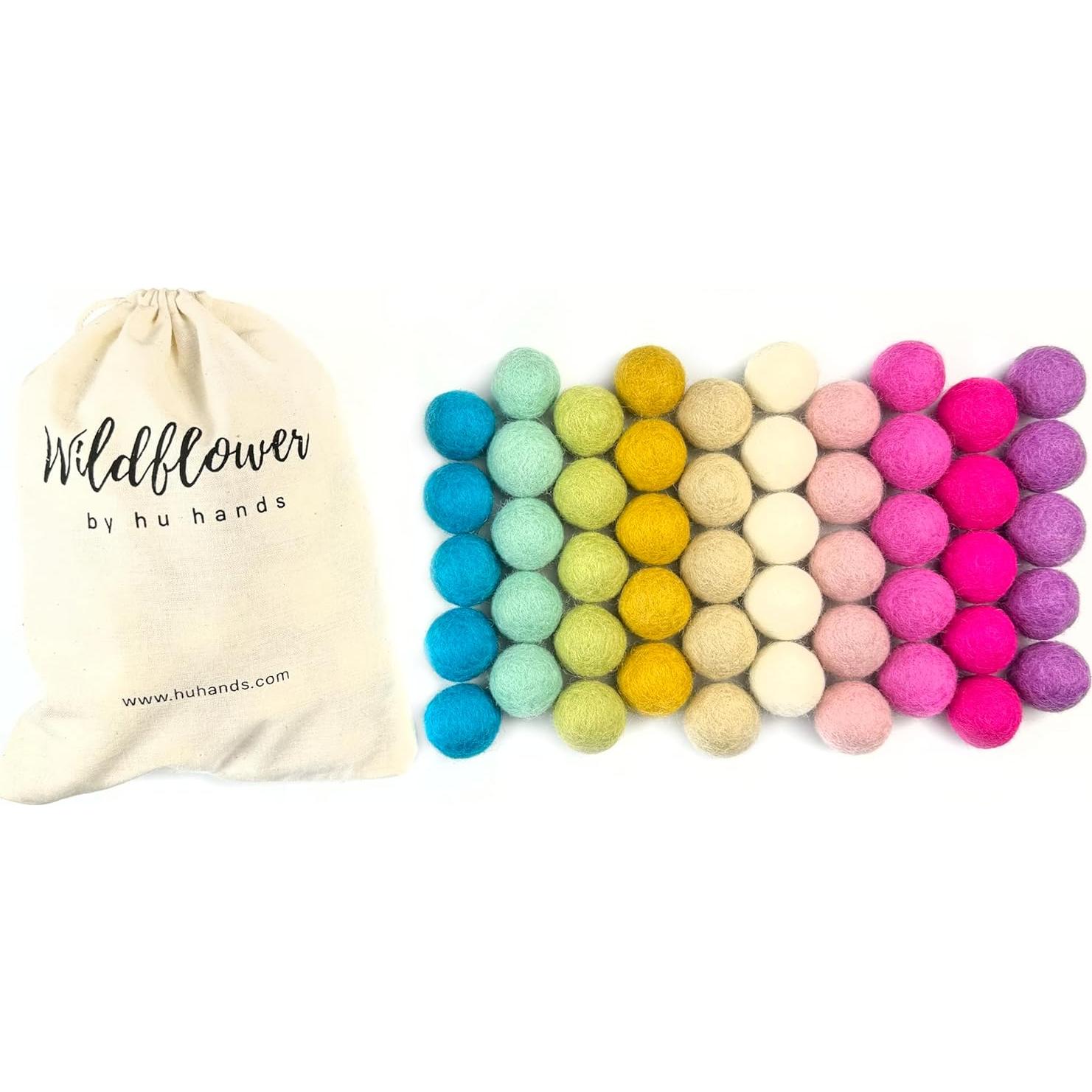 Bolas de Fieltro de Lana 100% Hechas a Mano - 50 Pompones