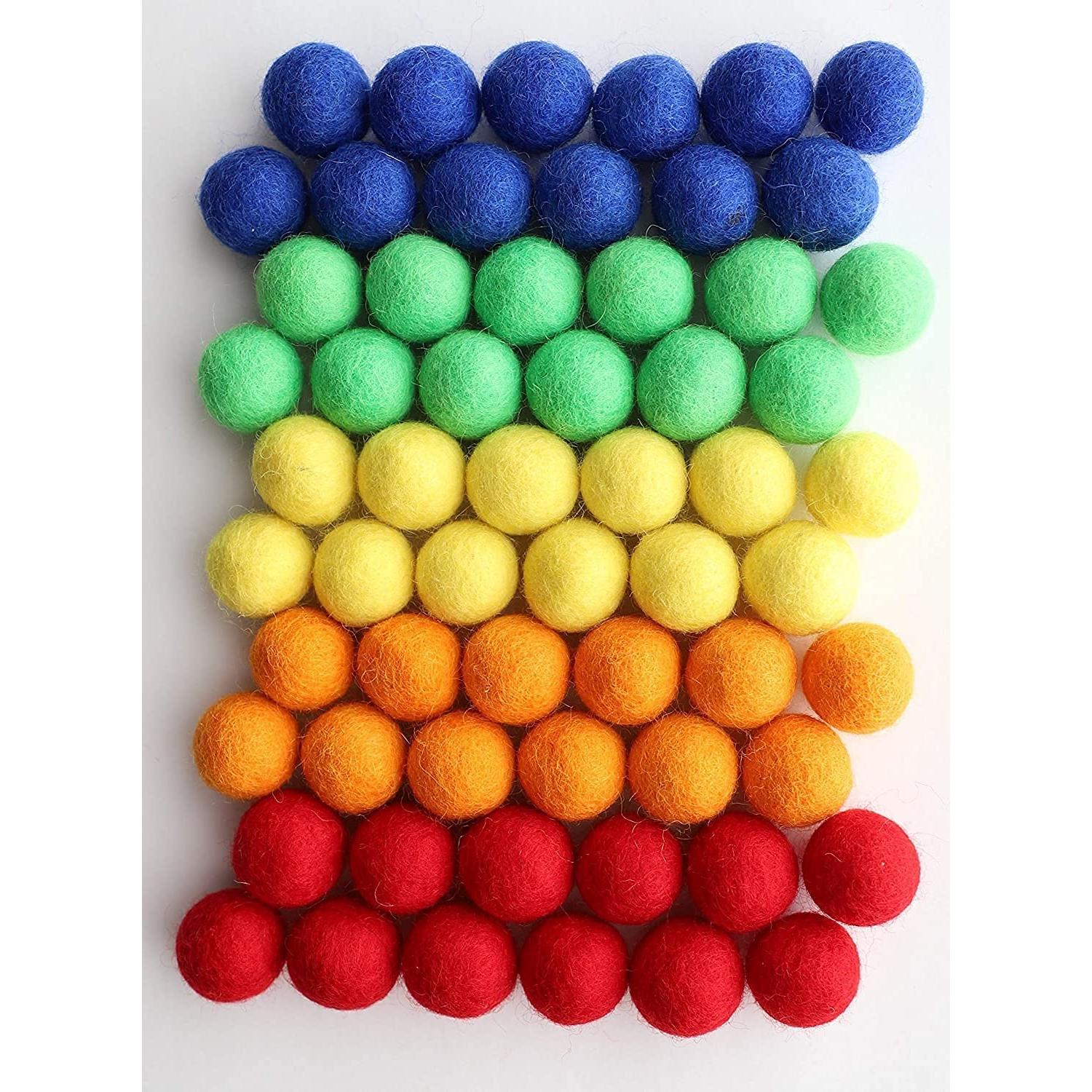 Conjunto de 120 Bolas de Fieltro de Lana Arcoíris 2.5cm