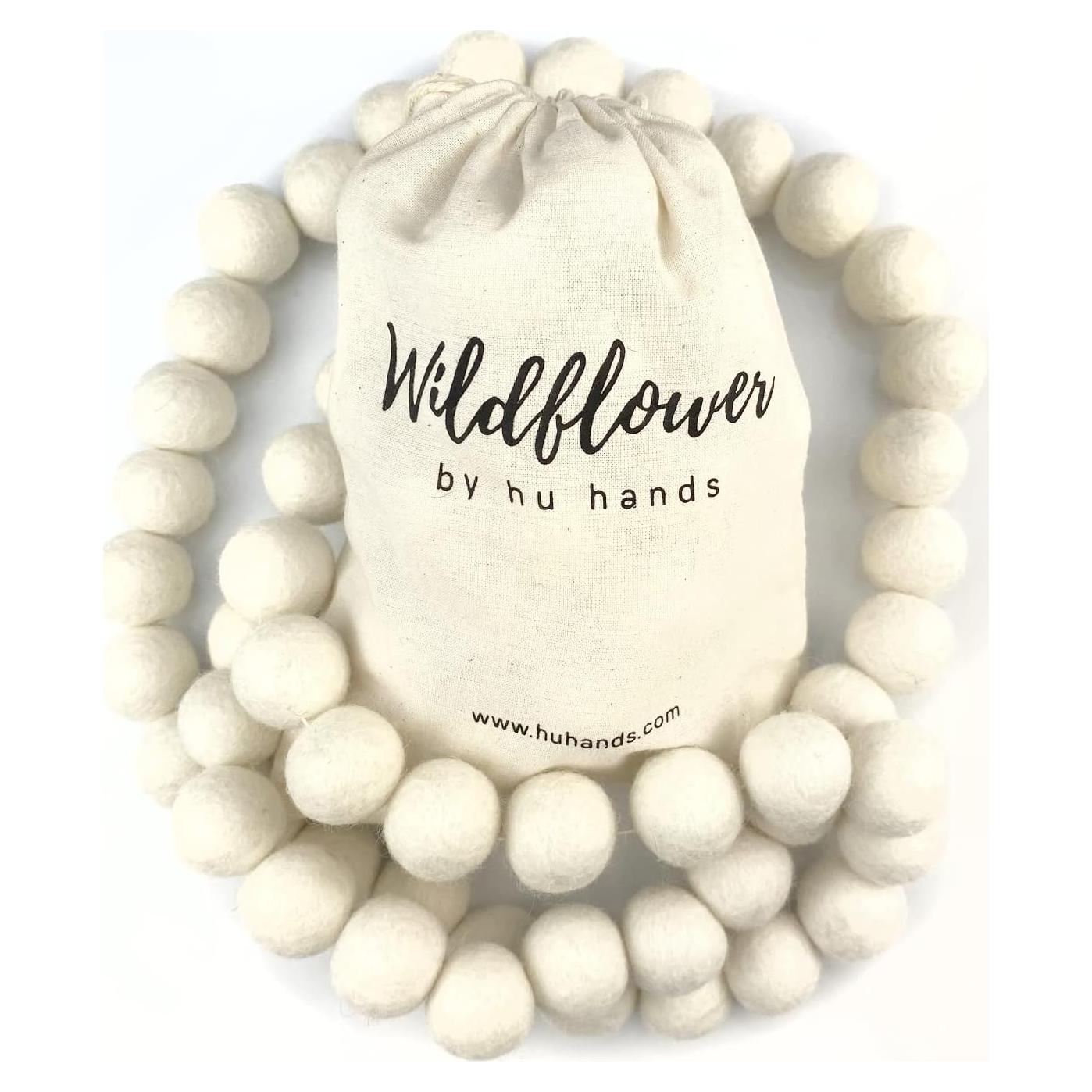 Guirnalda de Pompones de Fieltro Blanco 50 Piezas - Wildflower