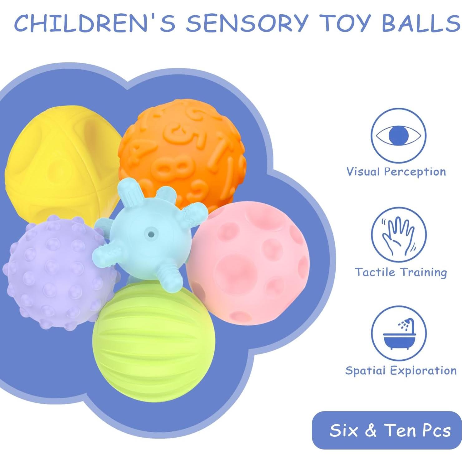 Bolas Sensoriales CALEST 10 PCE para Bebés 6-12 Meses