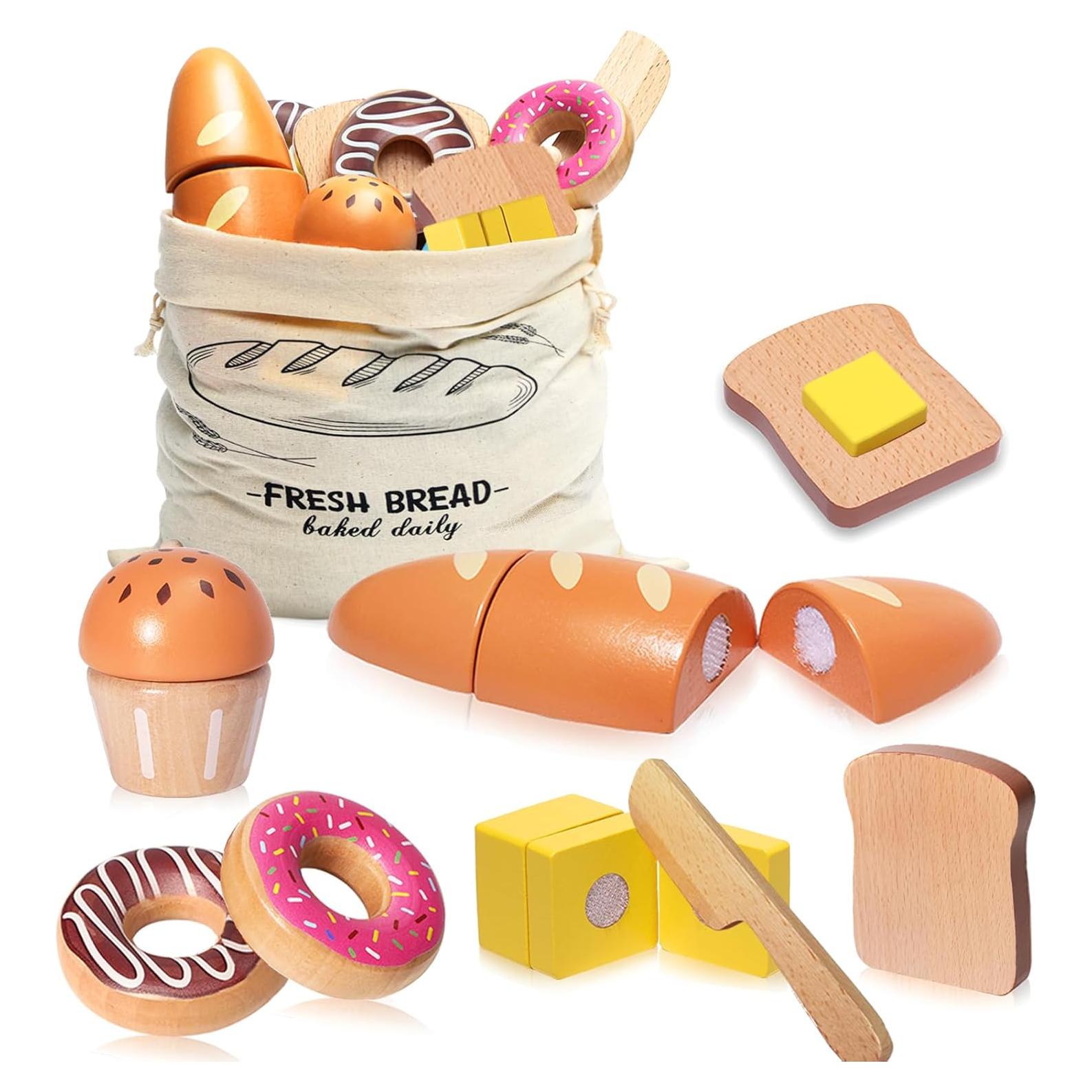Set de Juguetes de Comida de Panadería de Madera Inslat 13 PCS