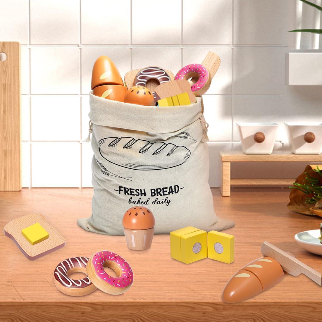 Set de Juguetes de Comida de Panadería de Madera Inslat 13 PCS