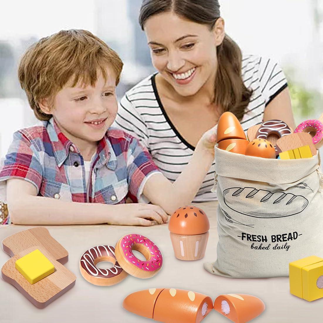 Set de Juguetes de Comida de Panadería de Madera Inslat 13 PCS