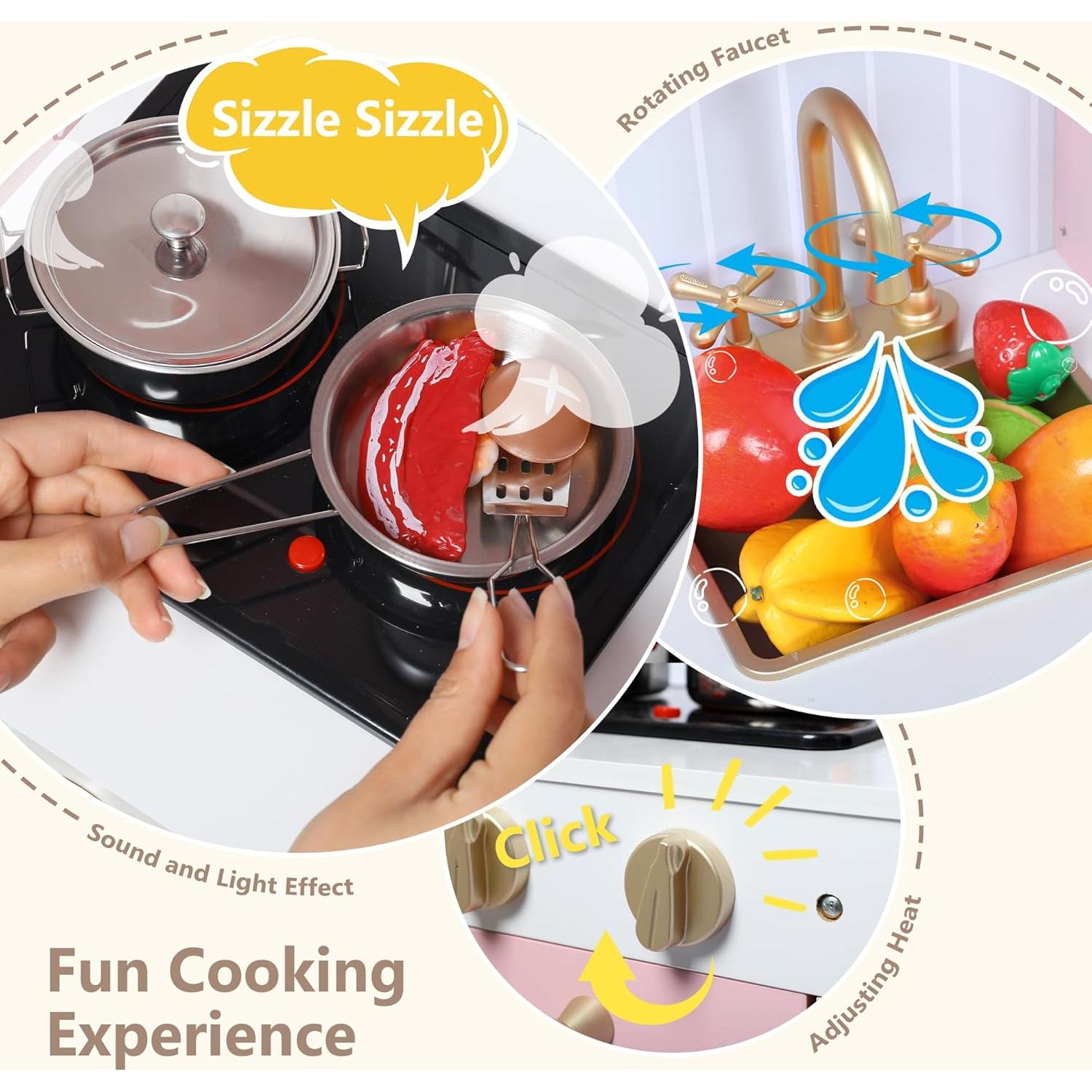 Cocina de Madera Kinder King Rosa para Niños 3+ Años