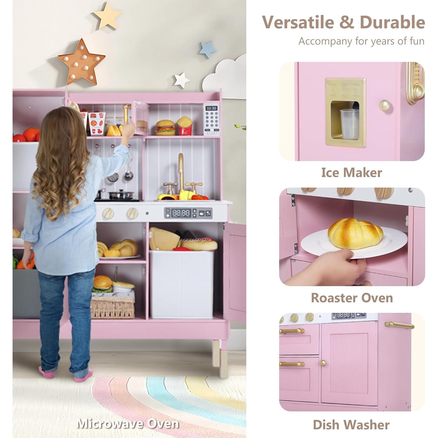Cocina de Madera Kinder King Rosa para Niños 3+ Años