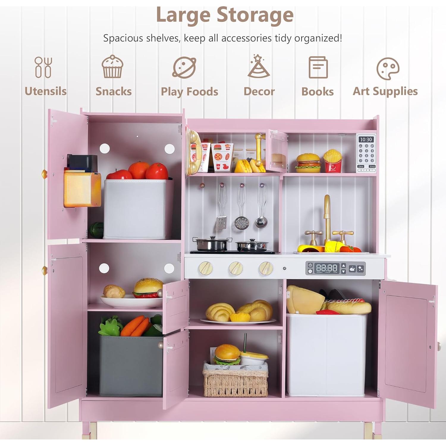 Cocina de Madera Kinder King Rosa para Niños 3+ Años