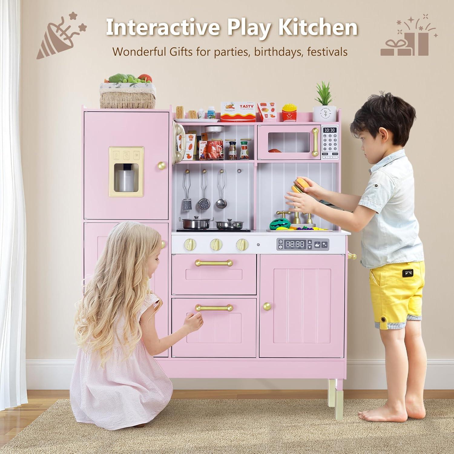 Cocina de Madera Kinder King Rosa para Niños 3+ Años