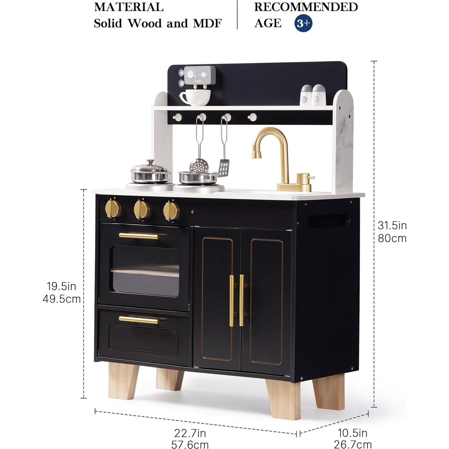 Conjunto de Cocina de Madera ROBUD con Estufa y Horno Realistas
