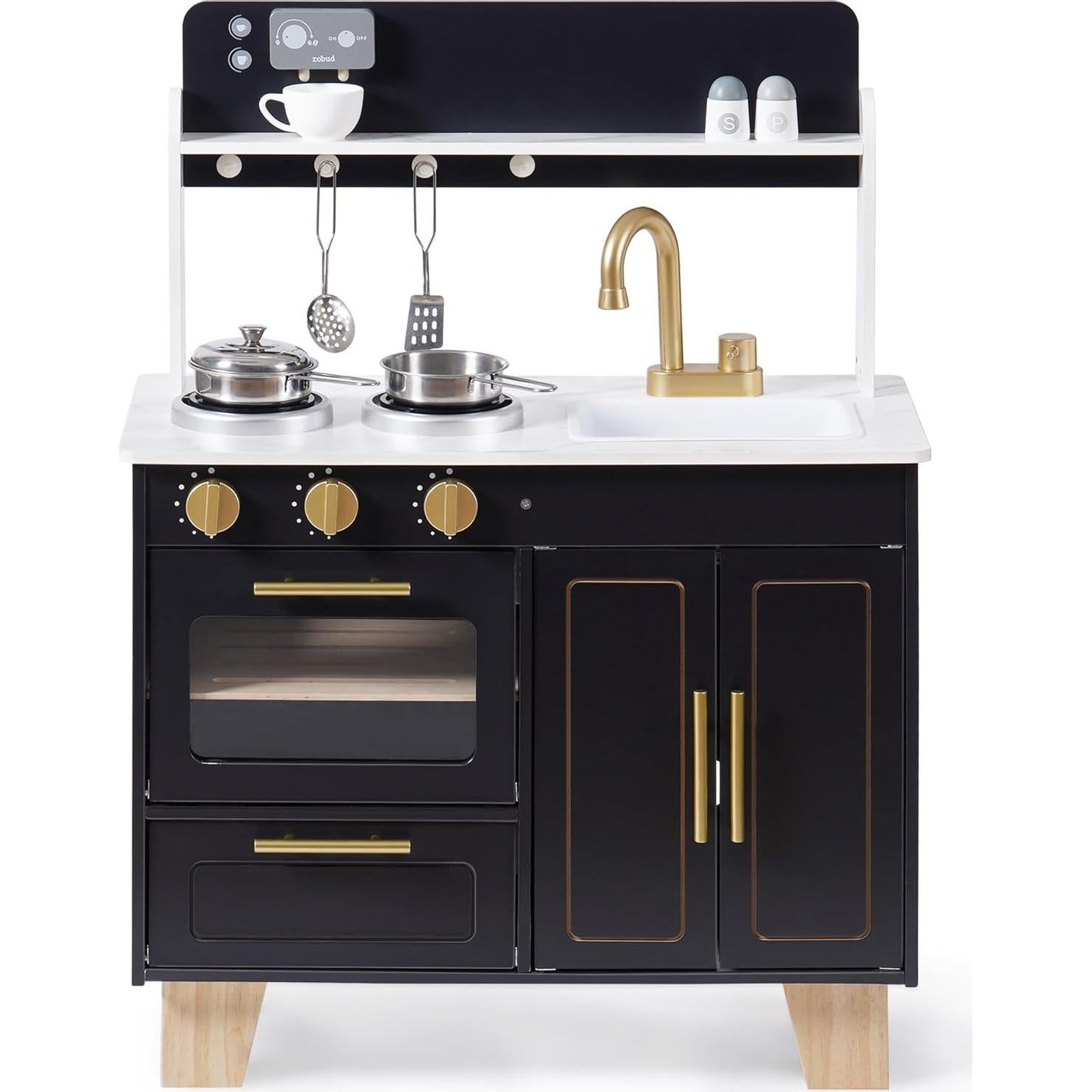 Conjunto de Cocina de Madera ROBUD con Estufa y Horno Realistas