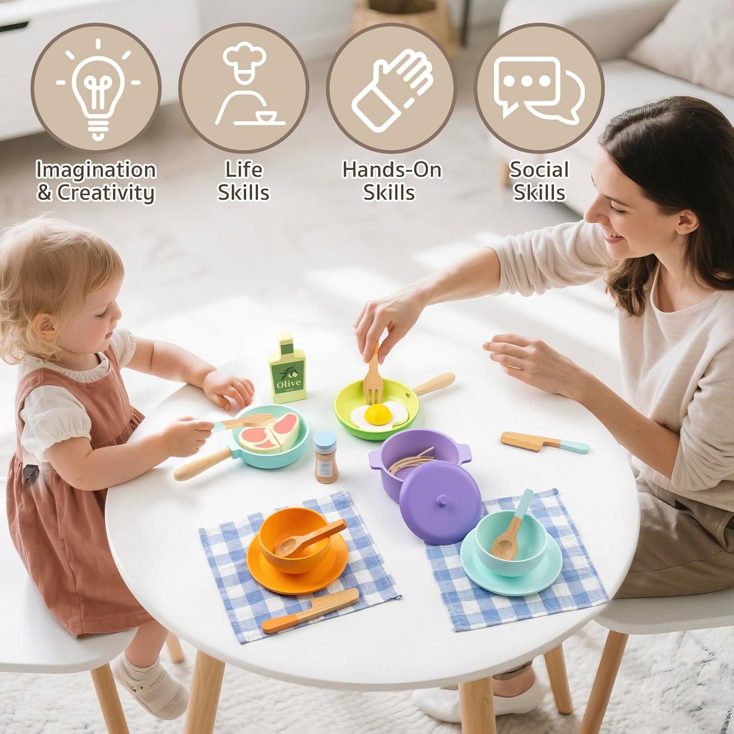 Set de Cocina de Madera KDSFT 22 Piezas para Niños 3+