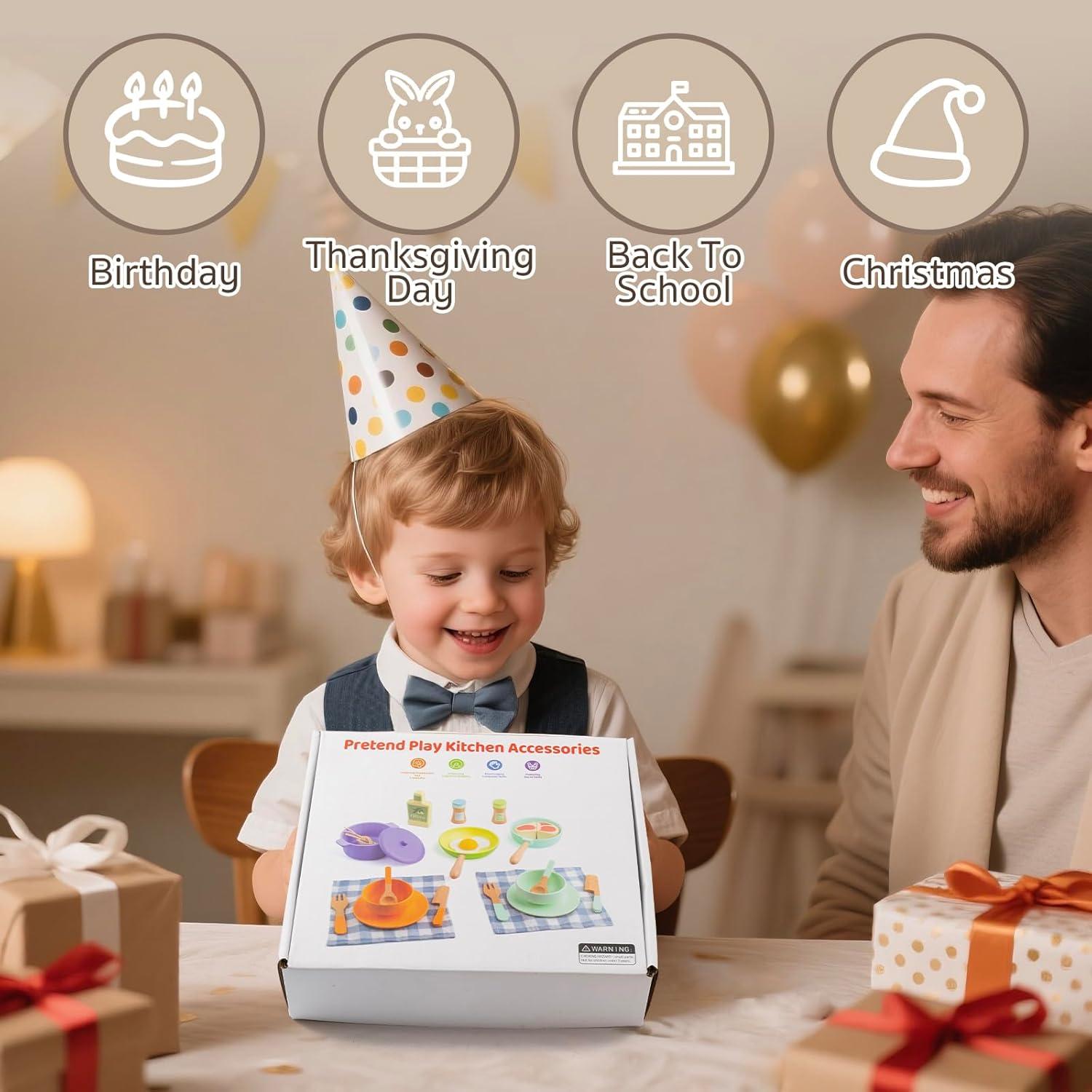 Set de Cocina de Madera KDSFT 22 Piezas para Niños 3+