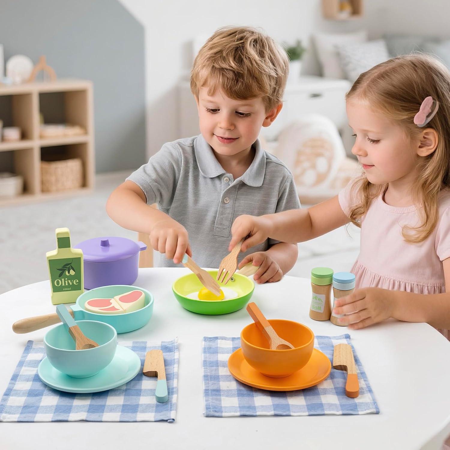 Set de Cocina de Madera KDSFT 22 Piezas para Niños 3+