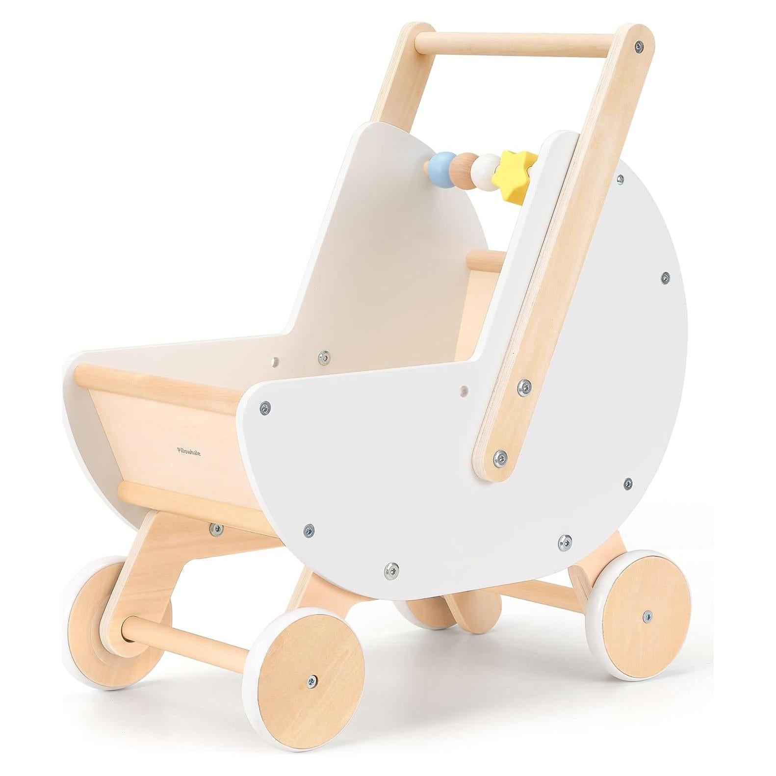 Andador de Madera Montessori Pillowhale 2 en 1 Blanco