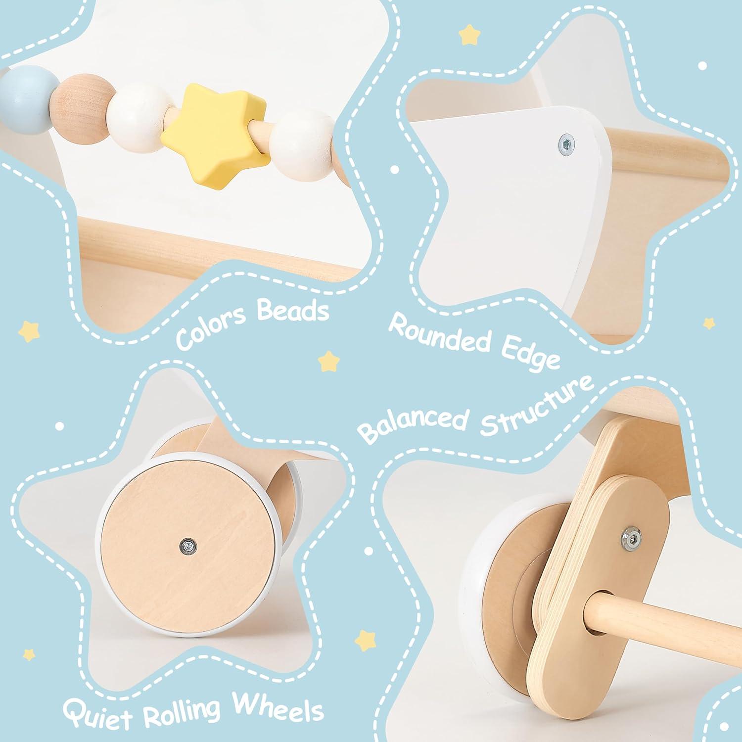 Andador de Madera Montessori Pillowhale 2 en 1 Blanco