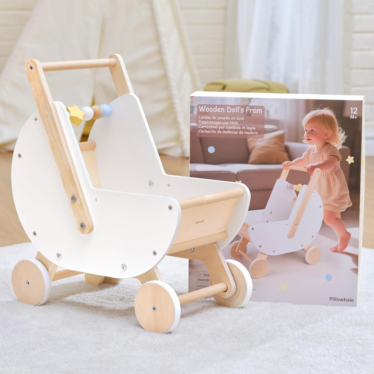 Andador de Madera Montessori Pillowhale 2 en 1 Blanco