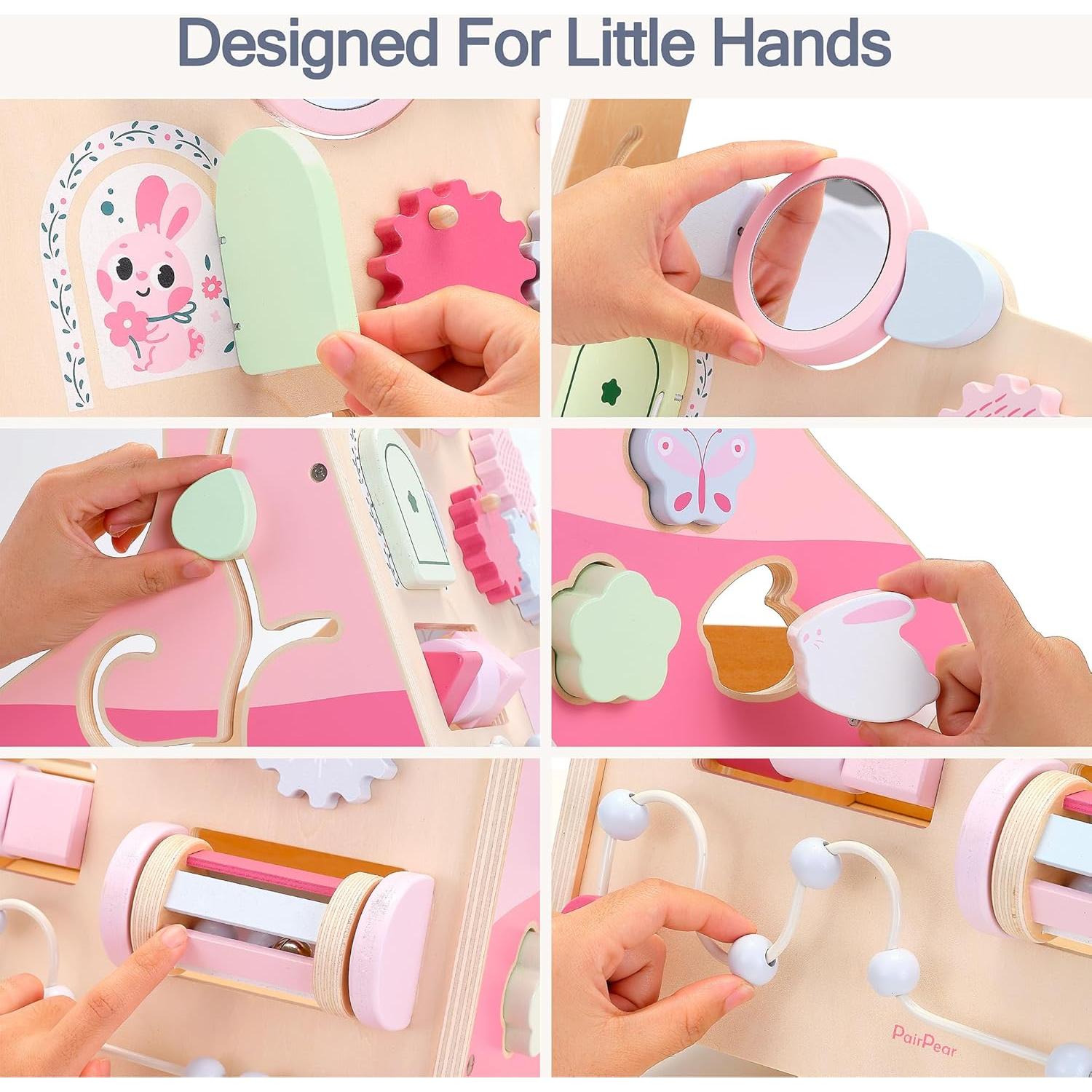 Andador de Madera PairPear Conejo Rosa 8 en 1 para Bebés