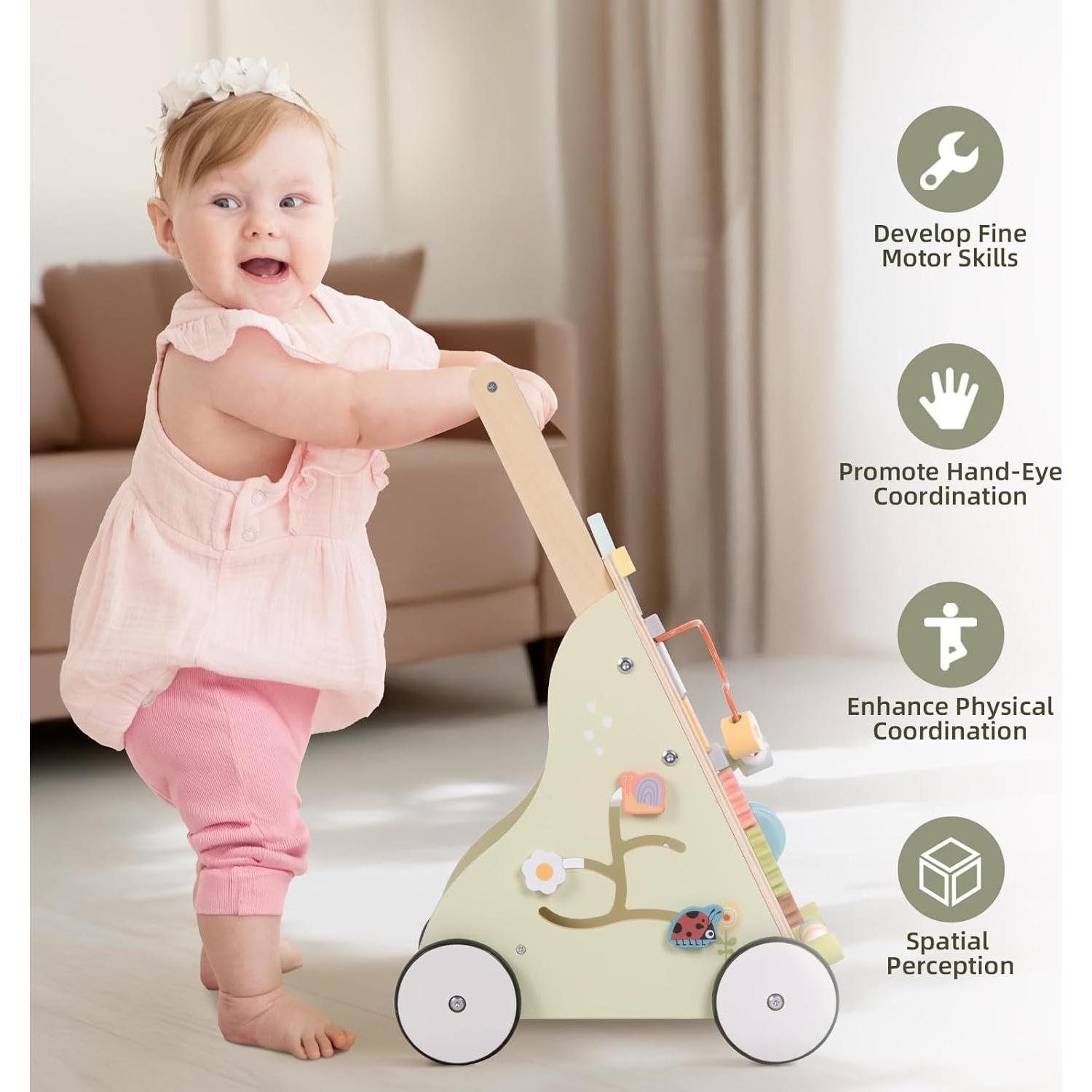 Caminador de Bebé de Madera OOOK Montessori con Actividades