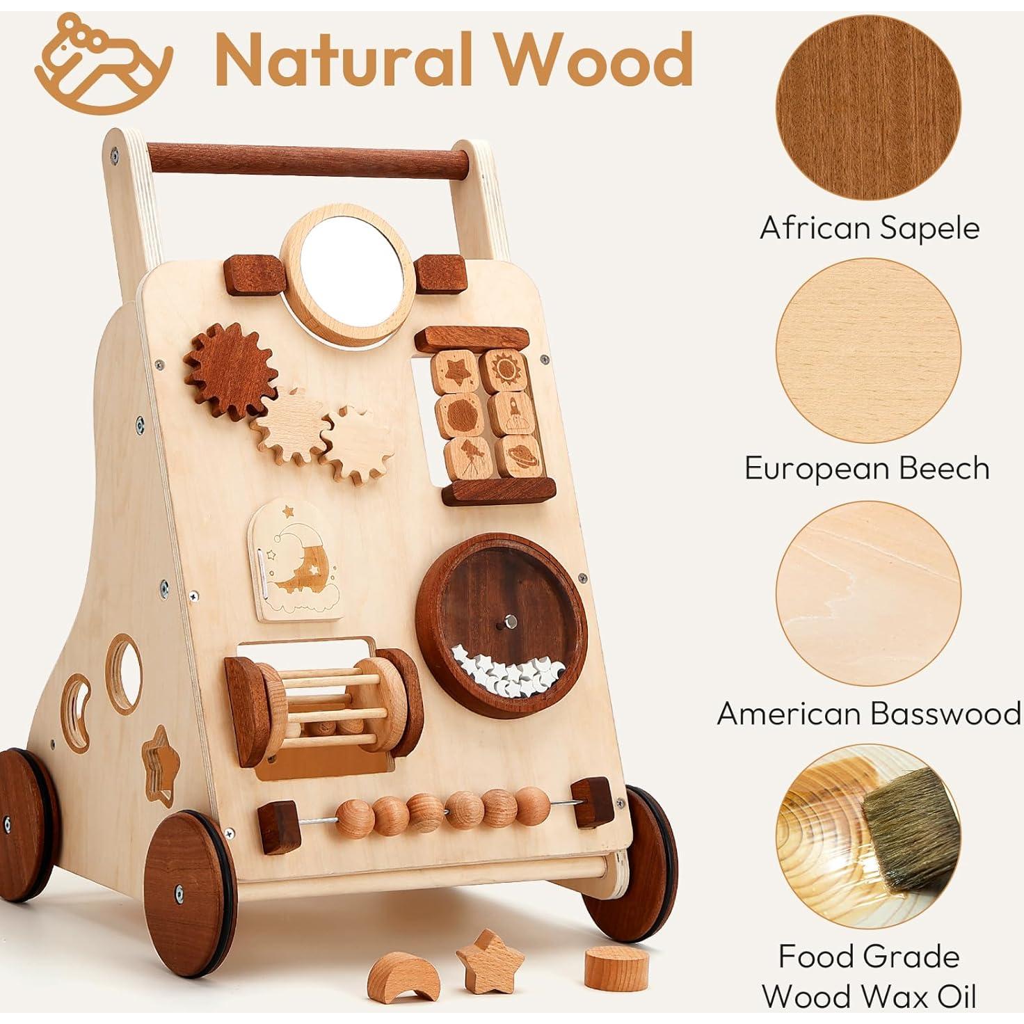 Andador de Madera Ajustable Woodtoe 9-en-1 para Bebés