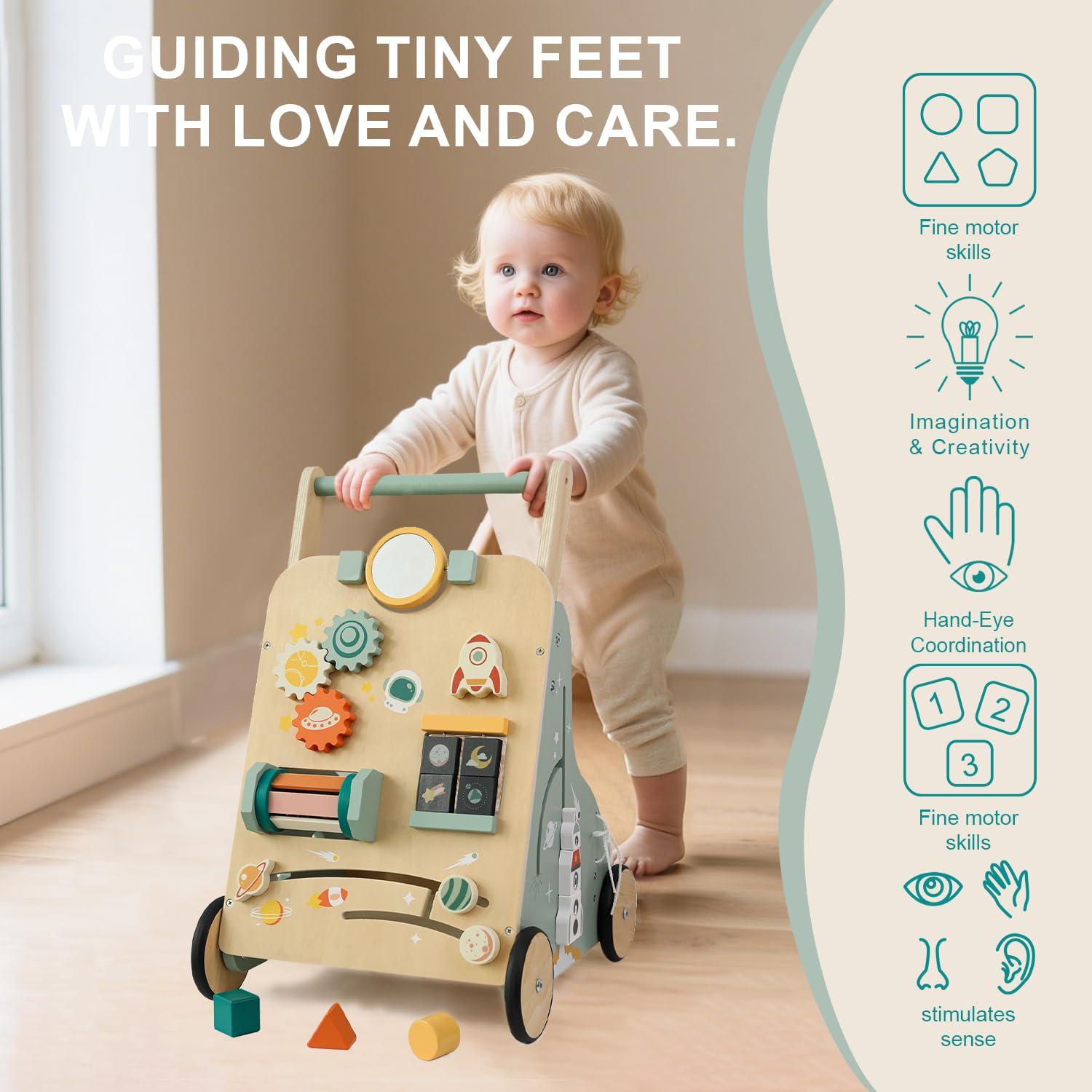 Andador de Madera Montessori Ajustable Cohete 50.8-55.9 cm