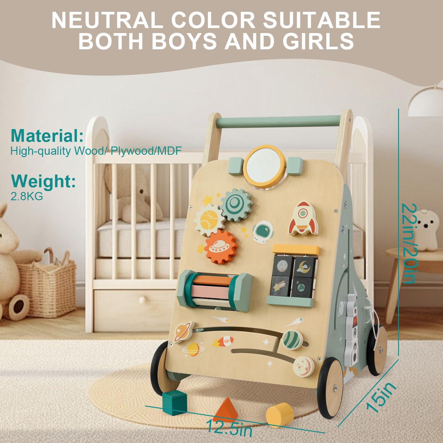 Andador de Madera Montessori Ajustable Cohete 50.8-55.9 cm