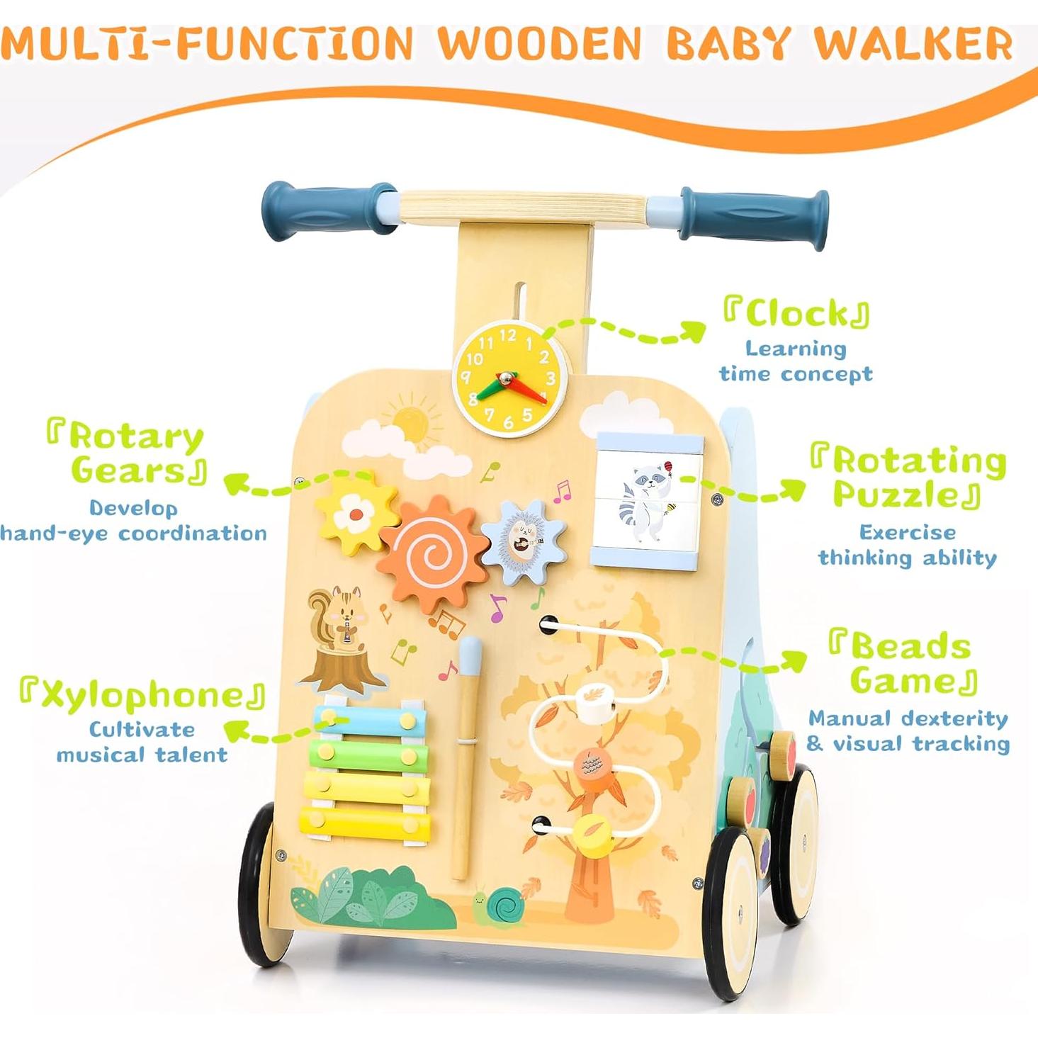 Andador de Madera JooKiddie con Centro de Actividades 7-en-1