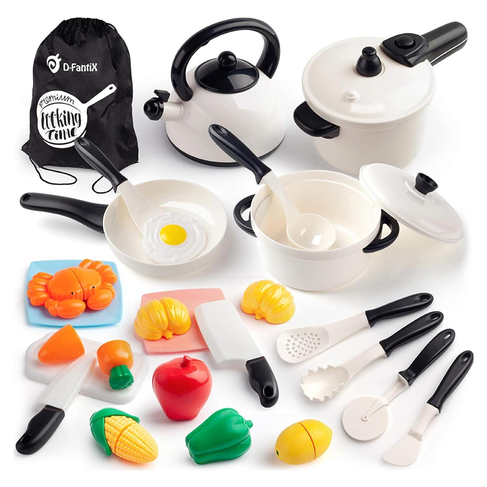 D-FantiX Juego de Cocina para Niños 24 Piezas Utensilios