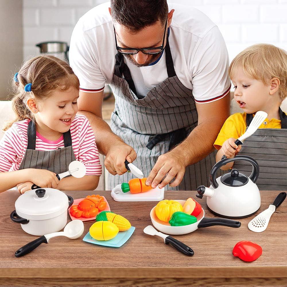 D-FantiX Juego de Cocina para Niños 24 Piezas Utensilios