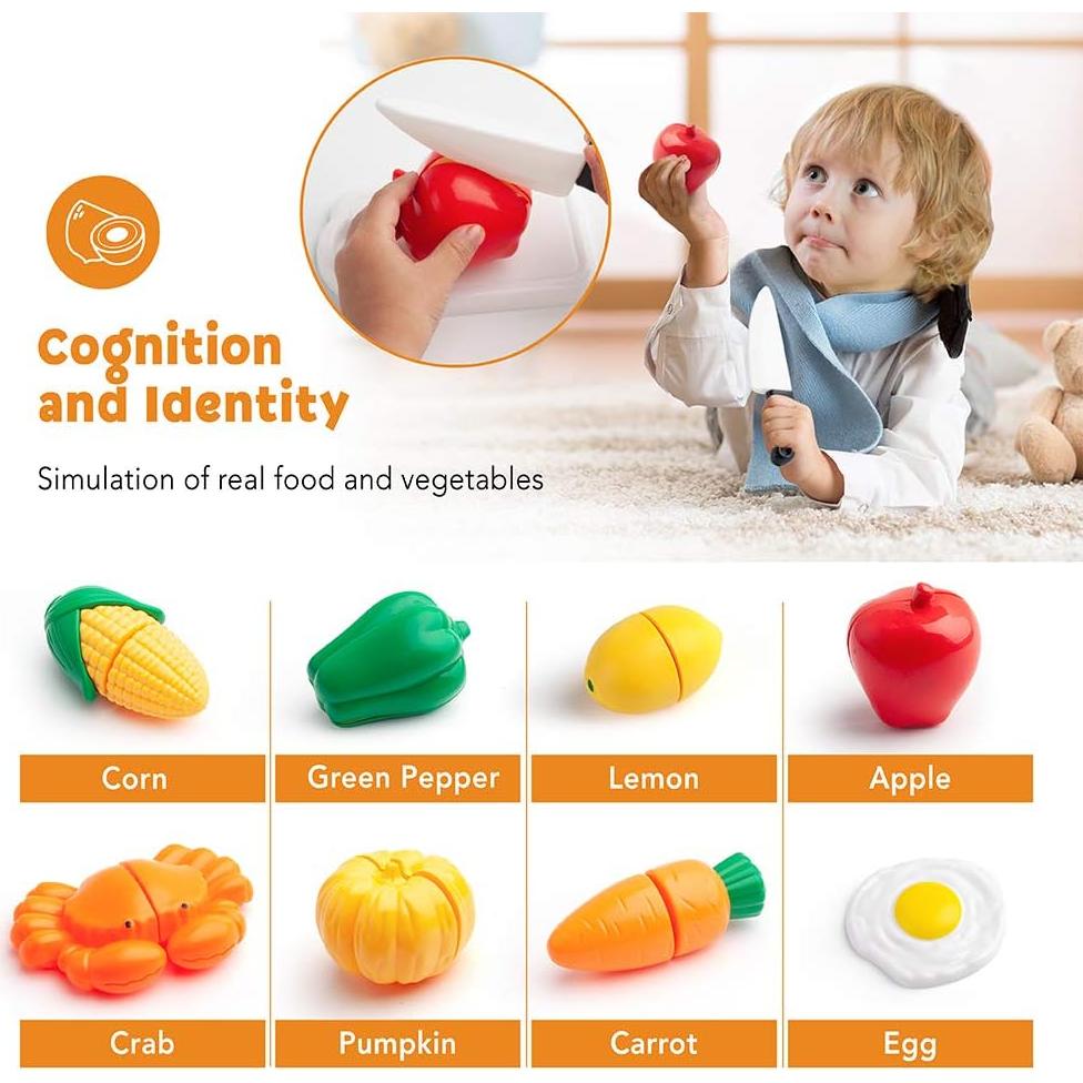 D-FantiX Juego de Cocina para Niños 24 Piezas Utensilios