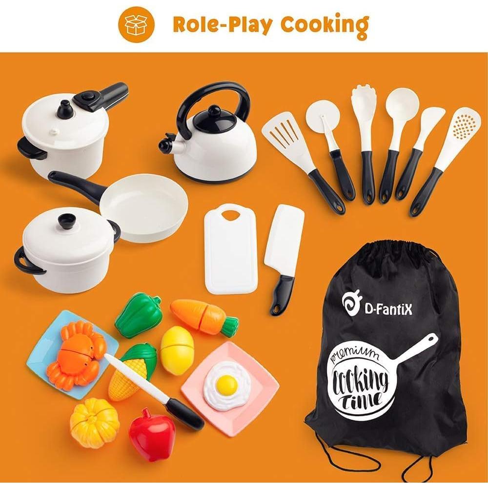 D-FantiX Juego de Cocina para Niños 24 Piezas Utensilios