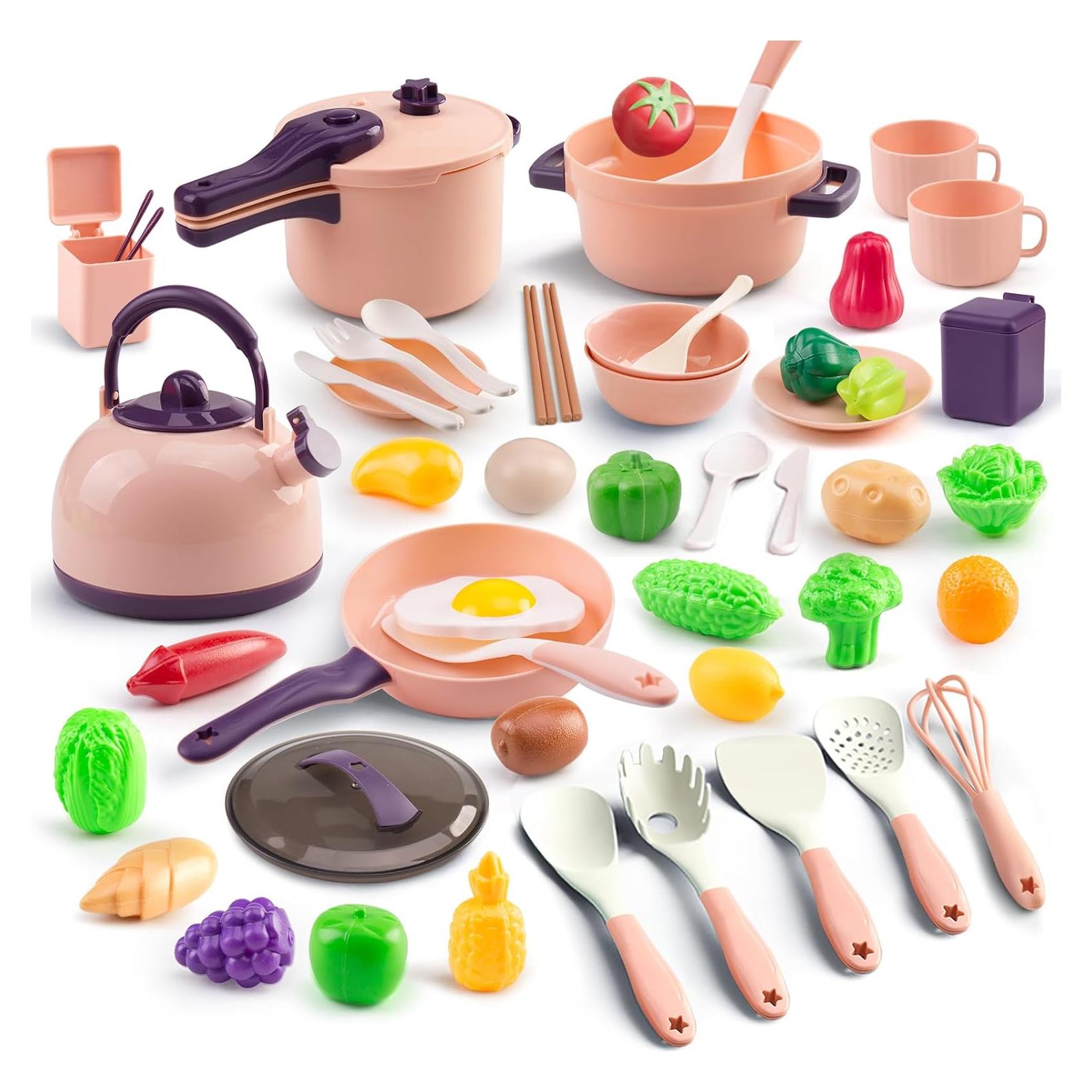 Juego de Cocina para Niños 56 Piezas Bruvoalon Rosa