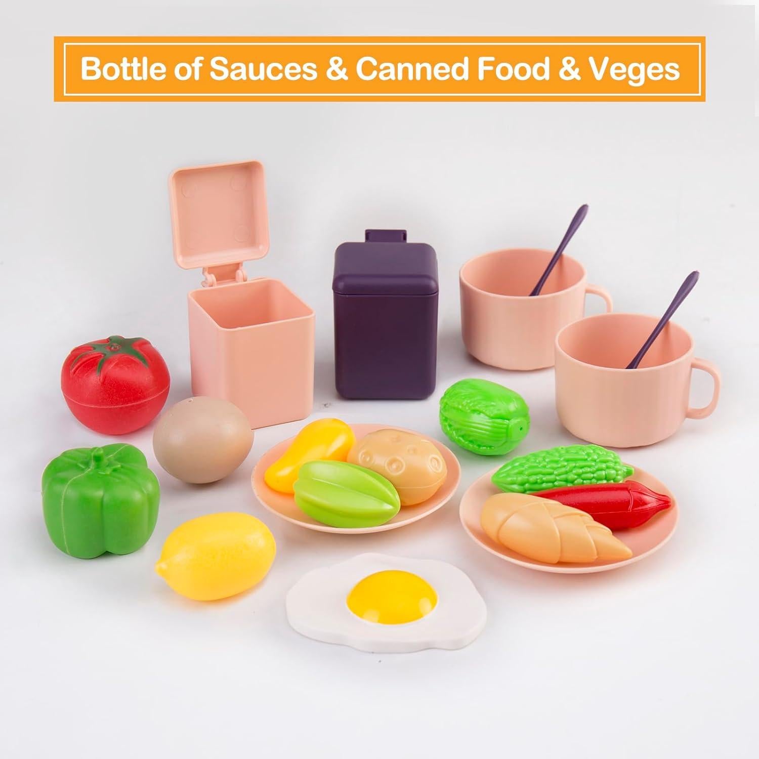 Juego de Cocina para Niños 56 Piezas Bruvoalon Rosa