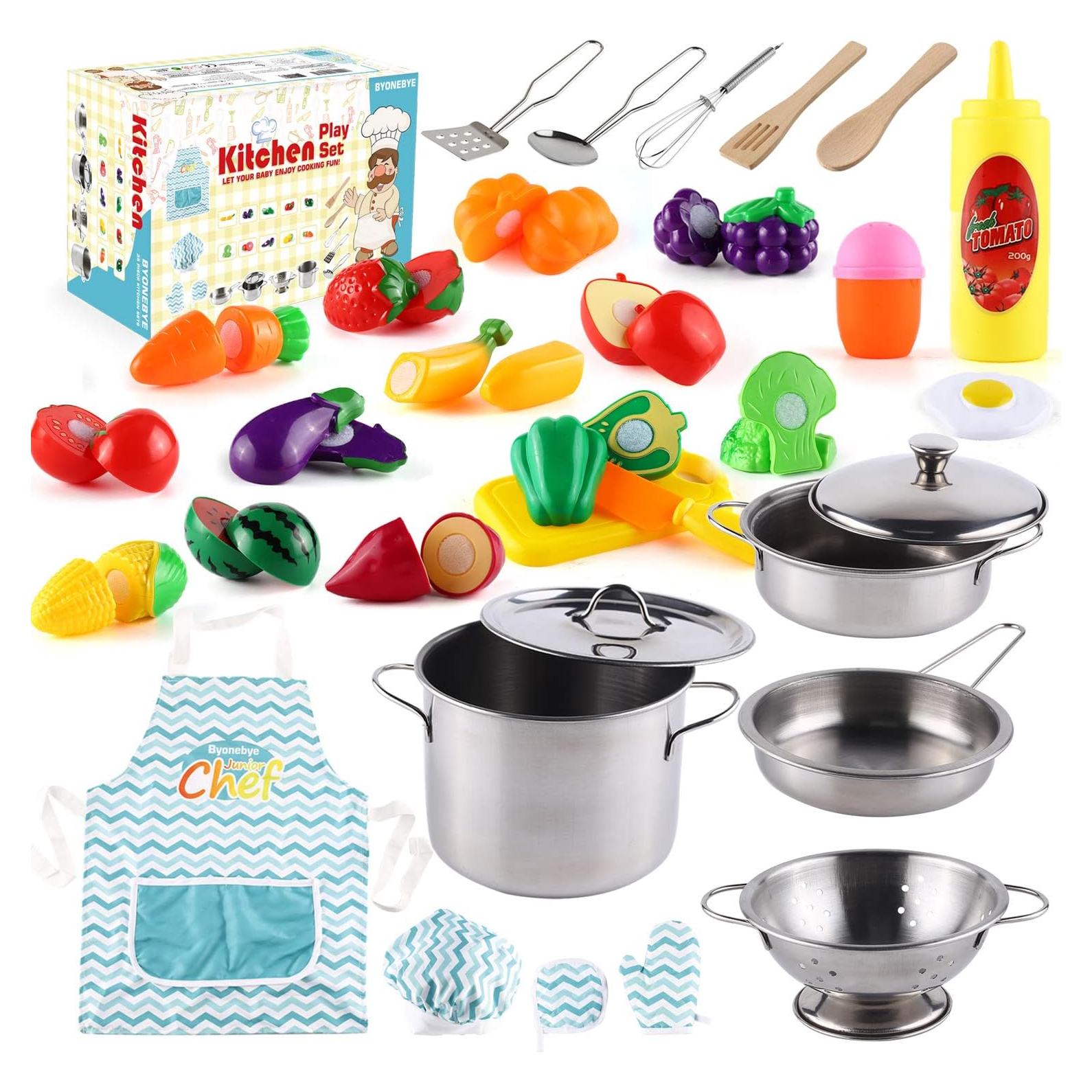 Set de Cocina de Juguete 35 Piezas Byonebye - Acero Inoxidable