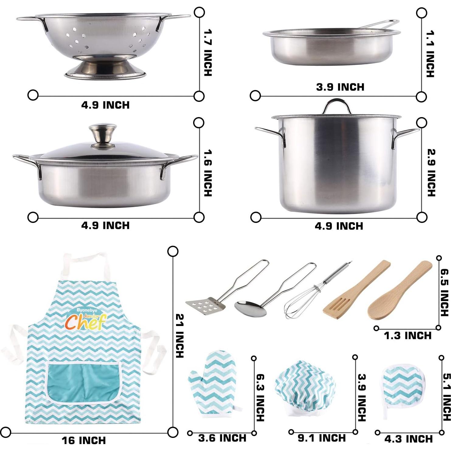 Set de Cocina de Juguete 35 Piezas Byonebye - Acero Inoxidable