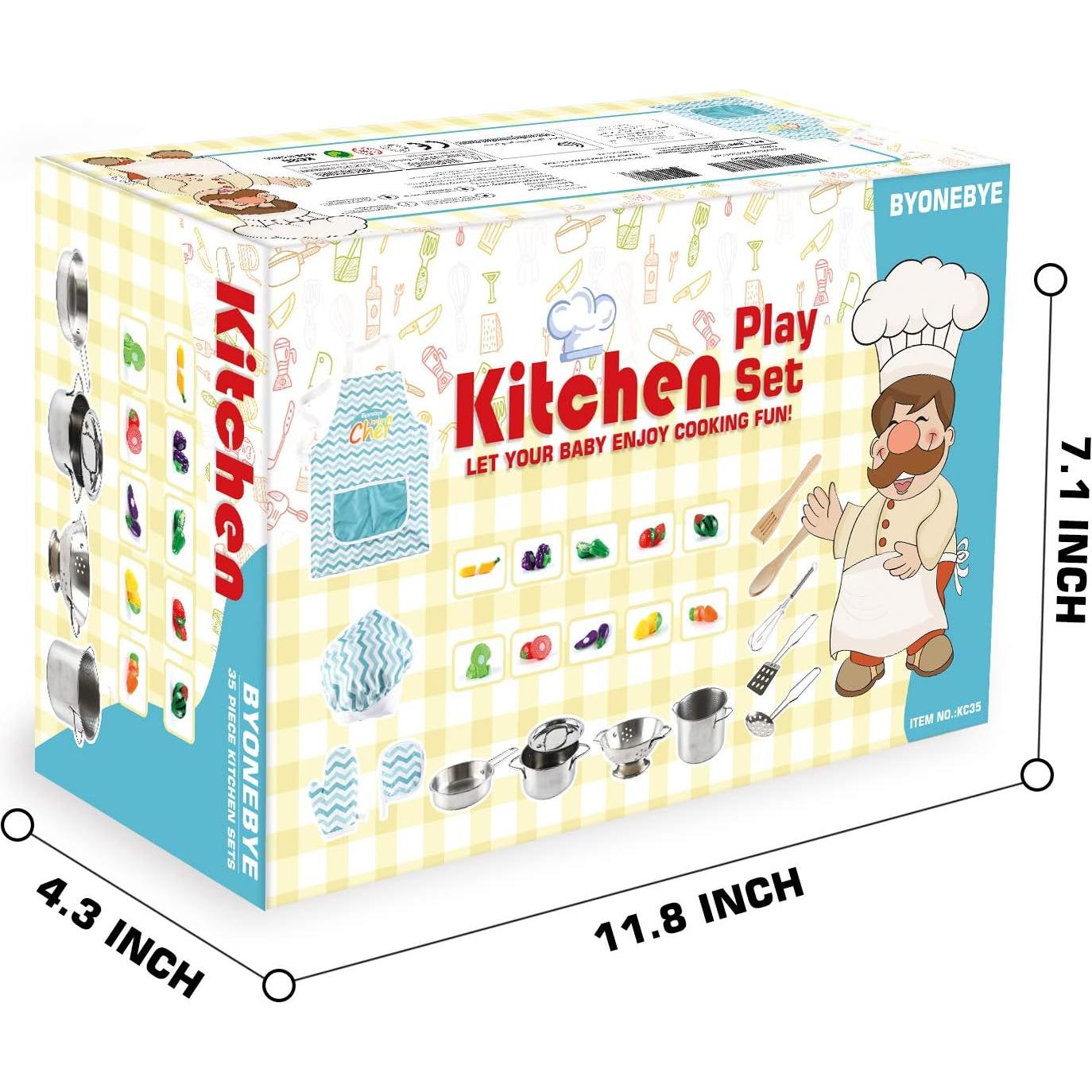 Set de Cocina de Juguete 35 Piezas Byonebye - Acero Inoxidable