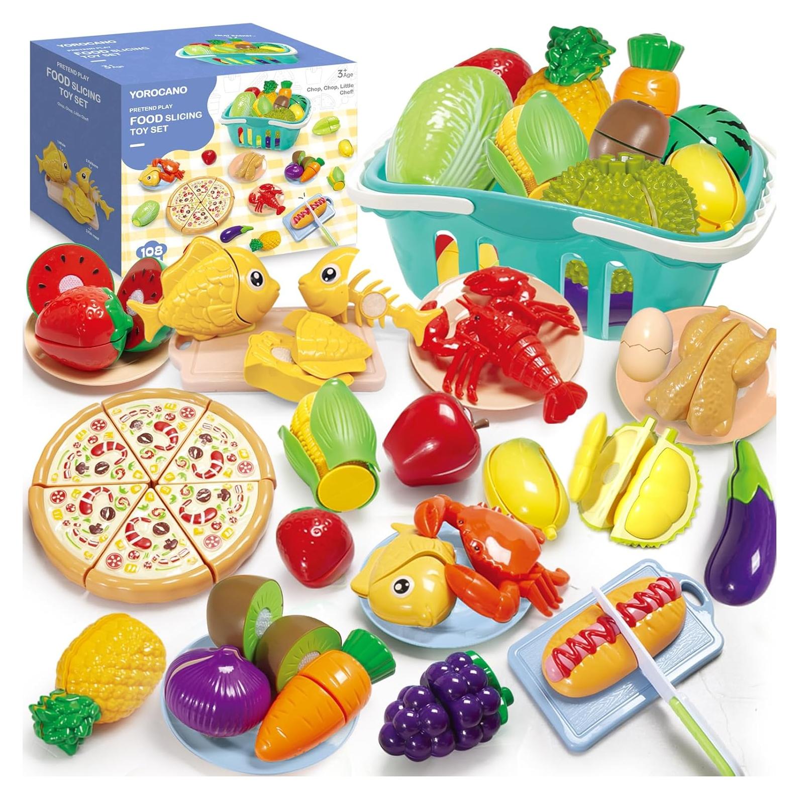 Juego de Comida de Imaginación 108 Piezas - Accesorios de Cocina Infantil
