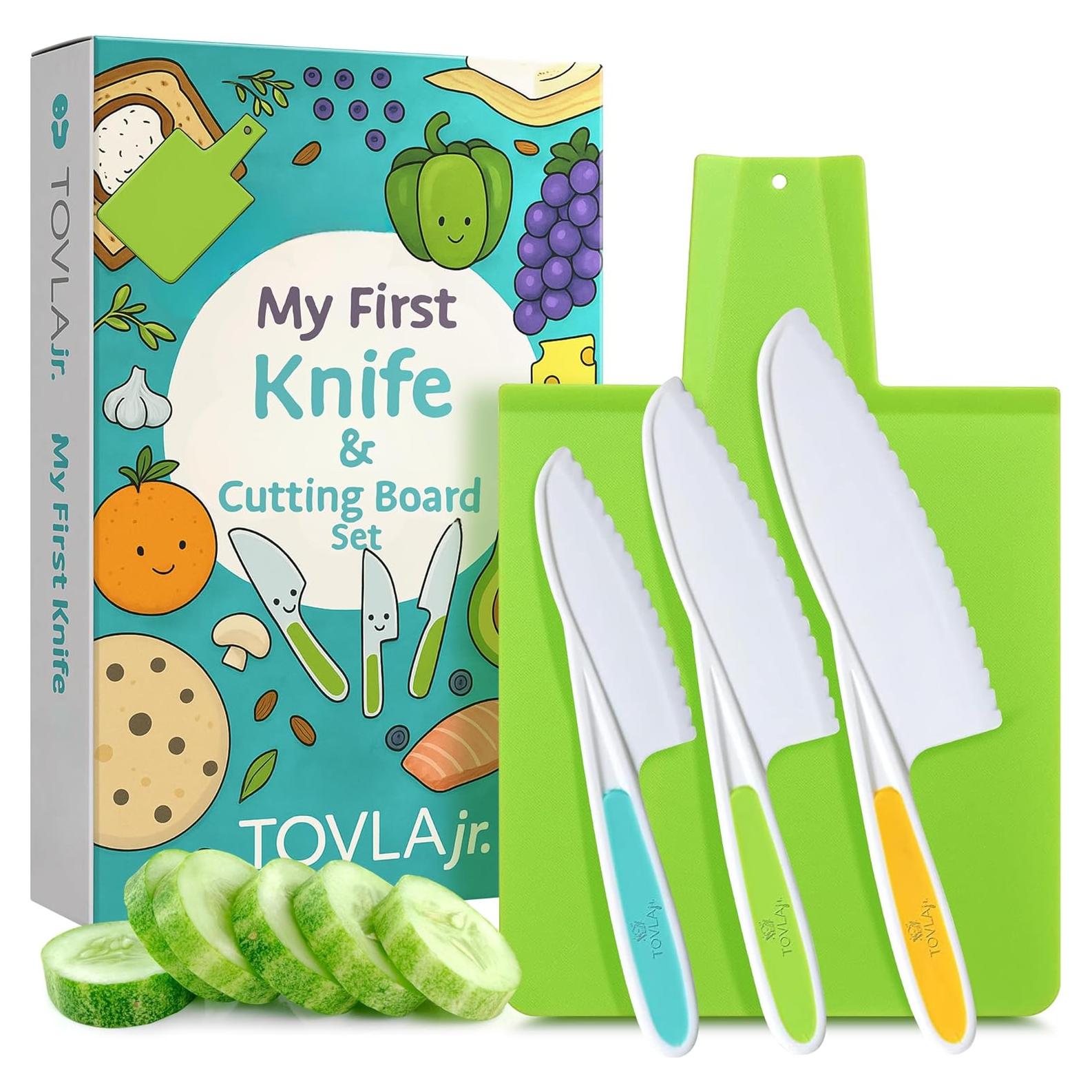 Juego de cuchillo y tabla de cortar TOVLA JR. para niños 3+