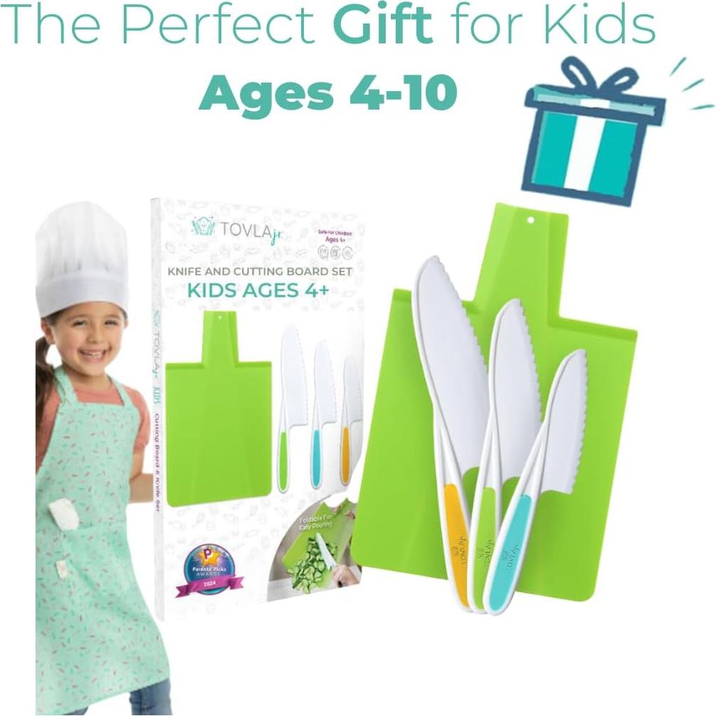 Juego de cuchillo y tabla de cortar TOVLA JR. para niños 3+