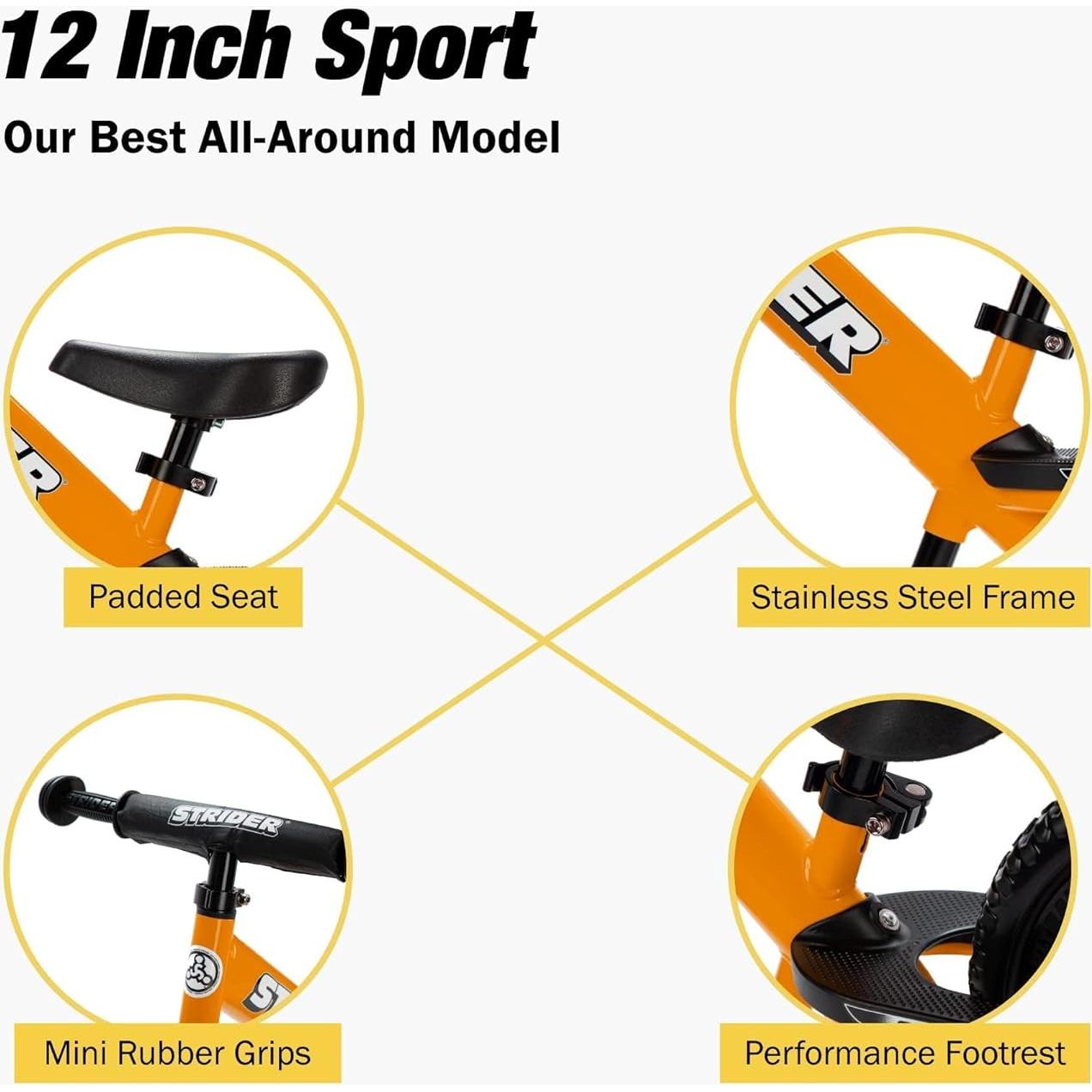 Bicicleta de Equilibrio Strider 12" Naranja para Niños 1-4 Años