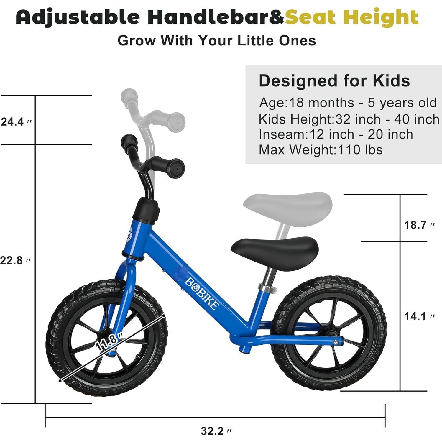 Bicicleta de Equilibrio Bobike Azul para Niños 2-5 Años