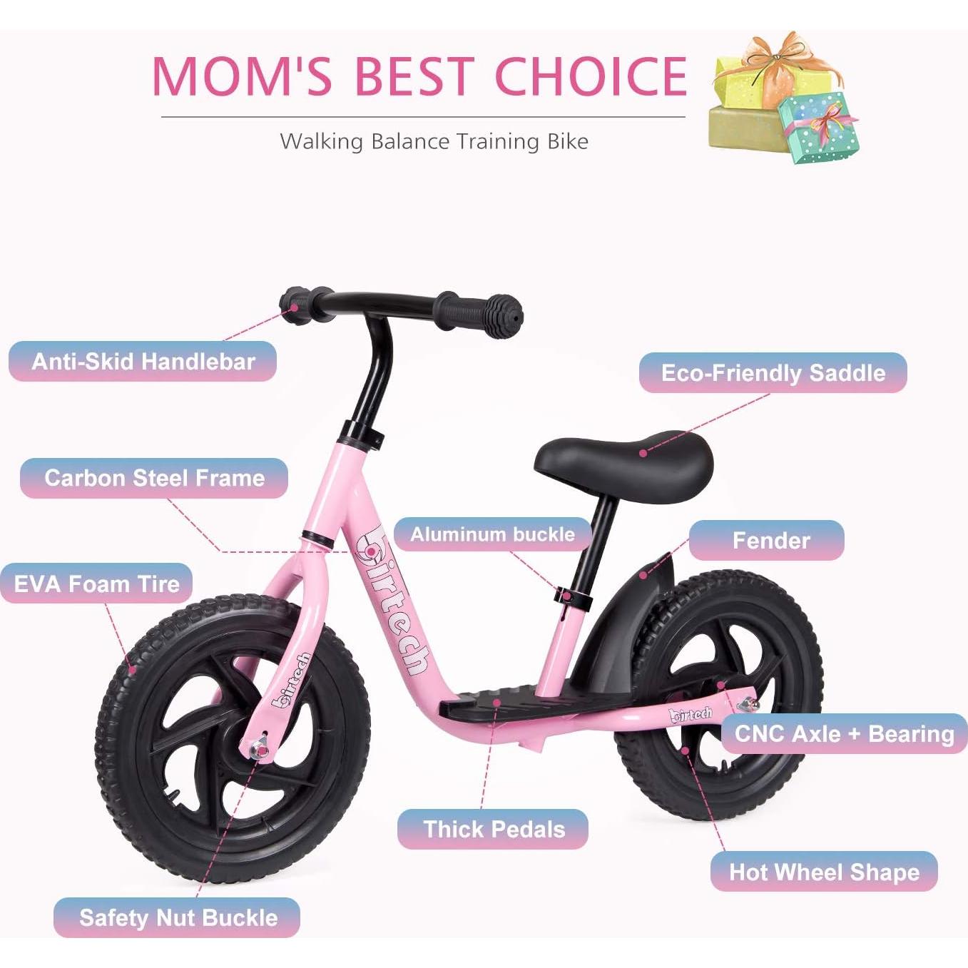 Bicicleta de Equilibrio Birtech Rosa 12 Pulgadas Ajustable