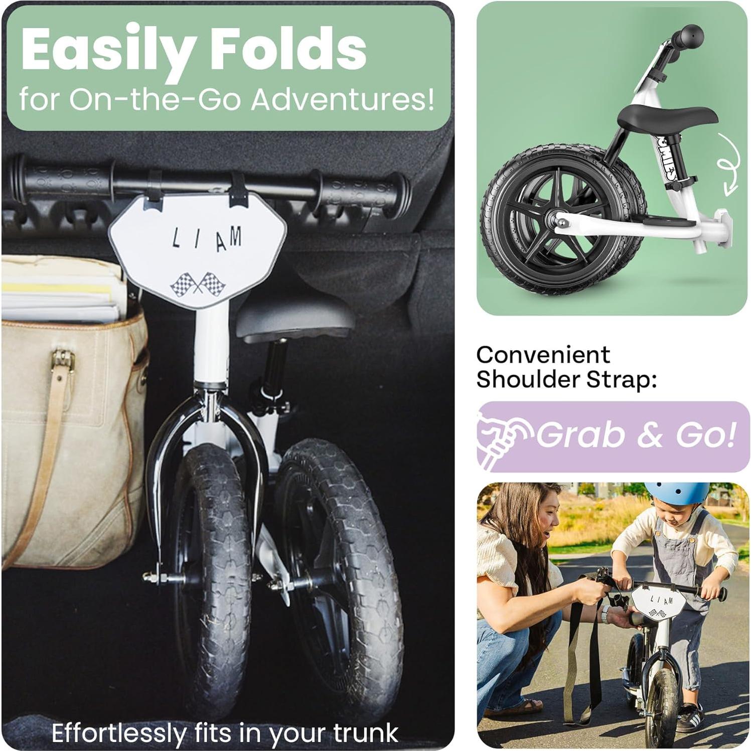 Bicicleta de Equilibrio Plegable Zoomies 12" para Niños 2-5 Años