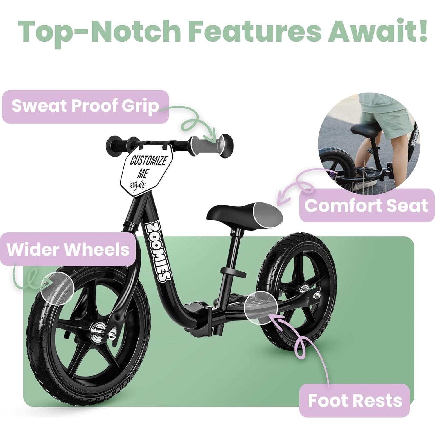 Bicicleta de Equilibrio Plegable Zoomies 12" para Niños 2-5 Años