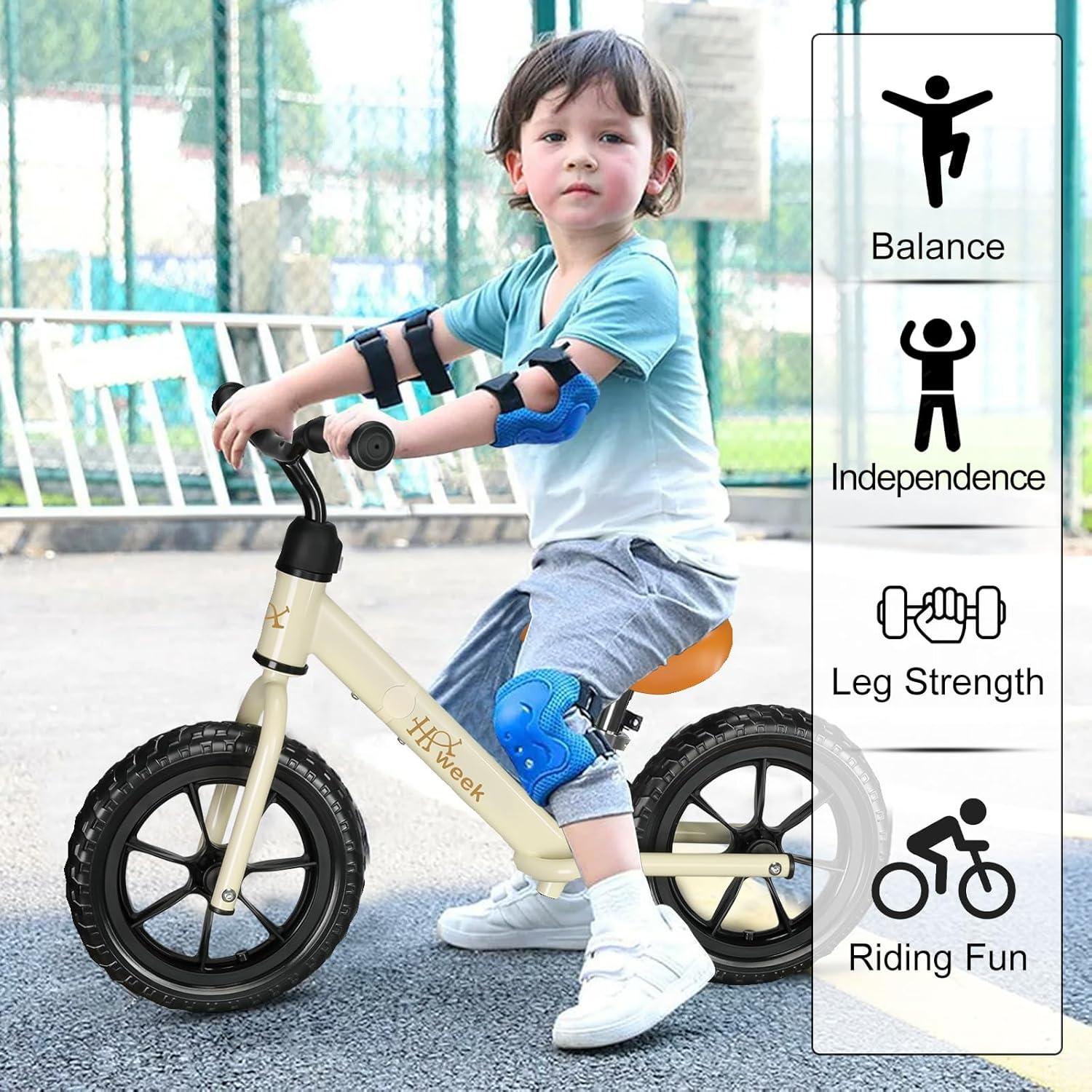 Bicicleta de Equilibrio HAWEEK 12" Beige para Niños 2-5 Años