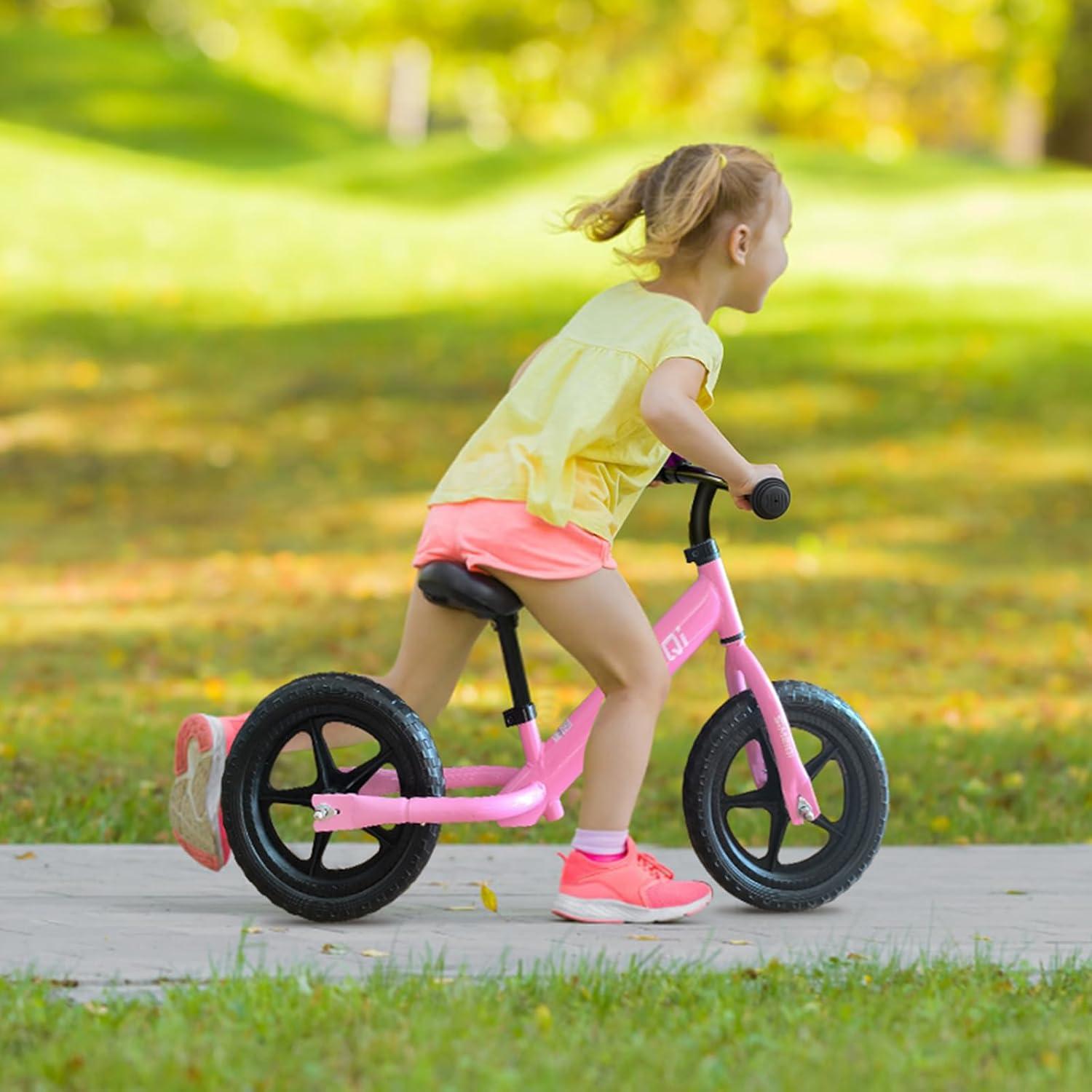 Bicicleta de Equilibrio SIMEIQI 12" Rosa Ajustable para Niños