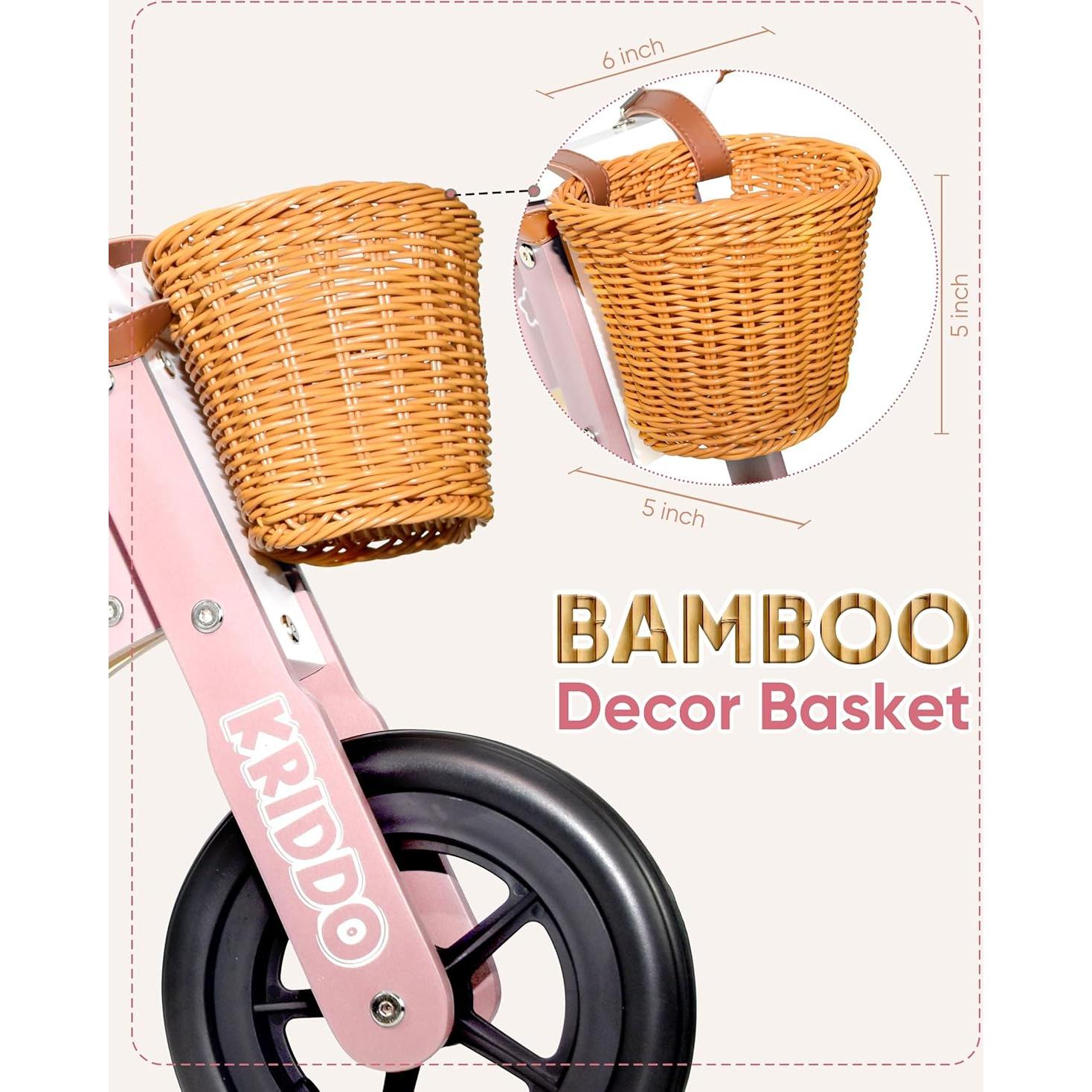 Triciclo de Madera KRIDDO 2 en 1 Rosa para Niños 1-4 Años