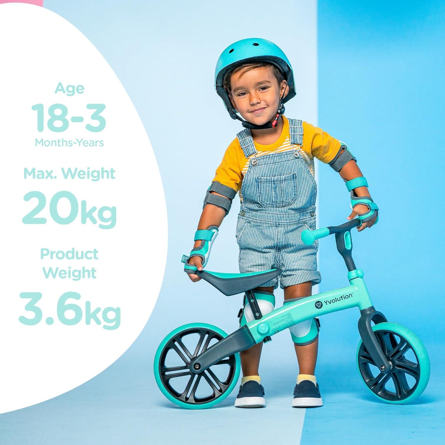 Bicicleta de Equilibrio Yvolution Y Velo Junior 9" Verde - Sin Pedales, Ajustable, 18 meses a 3 años
