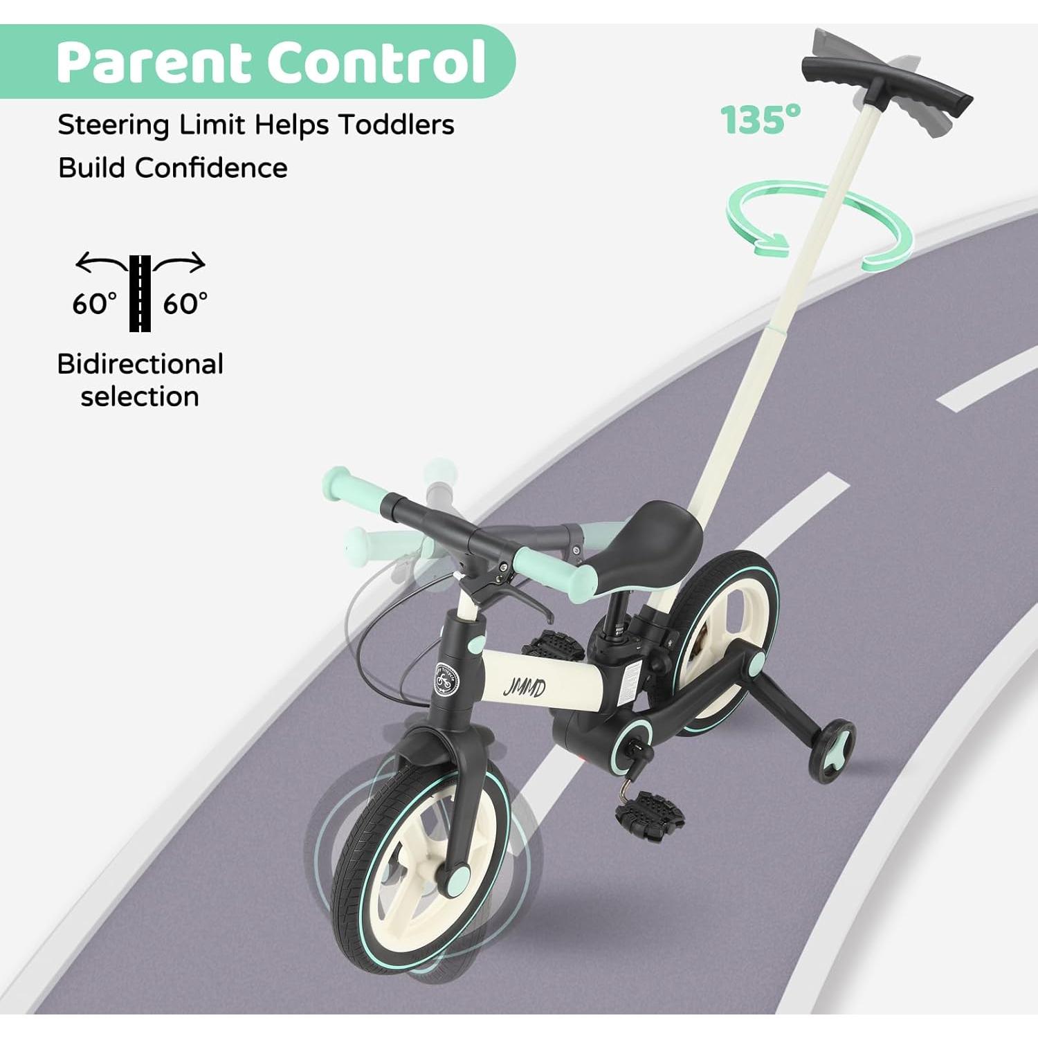 Bicicleta de Equilibrio JMMD 6 en 1 para Niños Menta