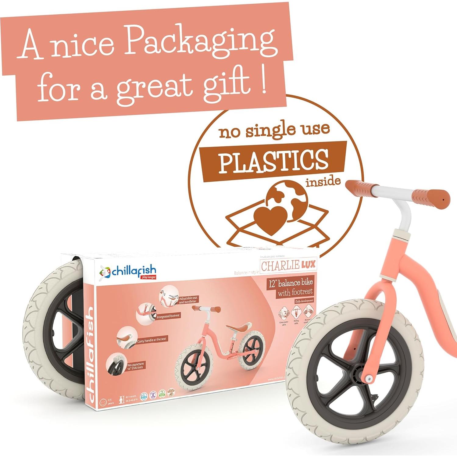 Bicicleta de Equilibrio Chillafish Charlie Lux 12" para Niños 2-5 Años