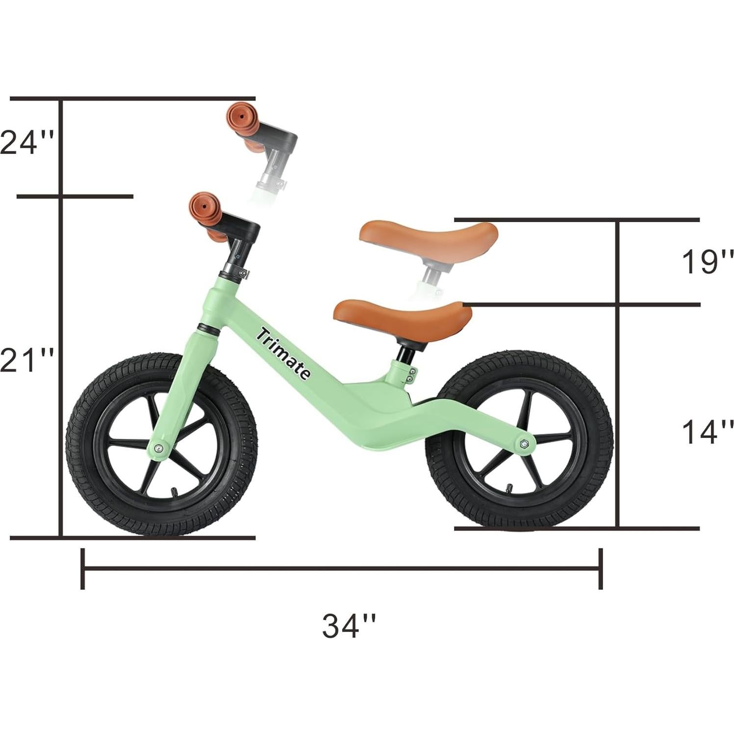 Bicicleta de Equilibrio Trimate Verde 12" para Niños 3-5 Años